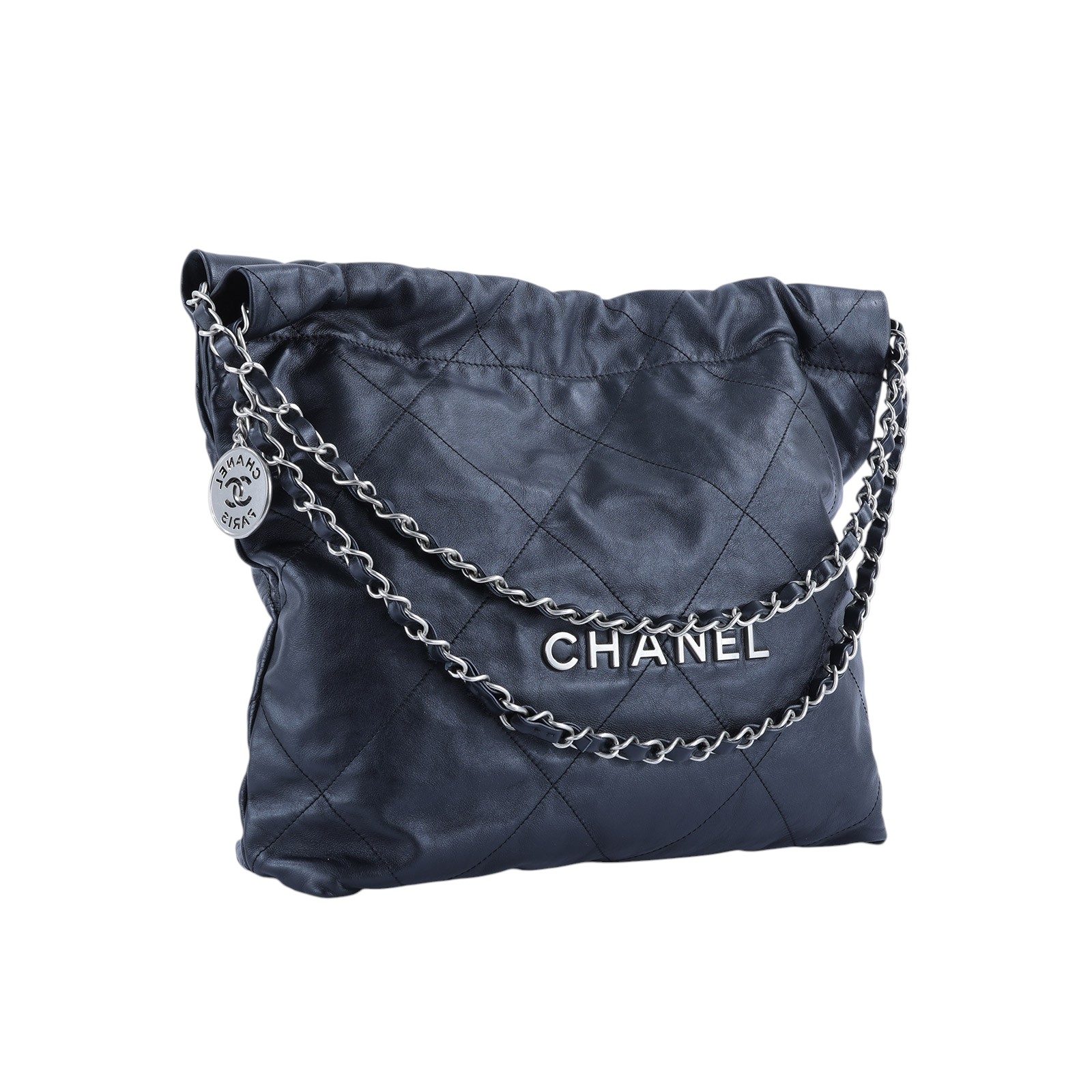 香奈兒 CHANEL 22 中型 束口包 AS3261 晶片款 黑銀22包 小號 防塵袋