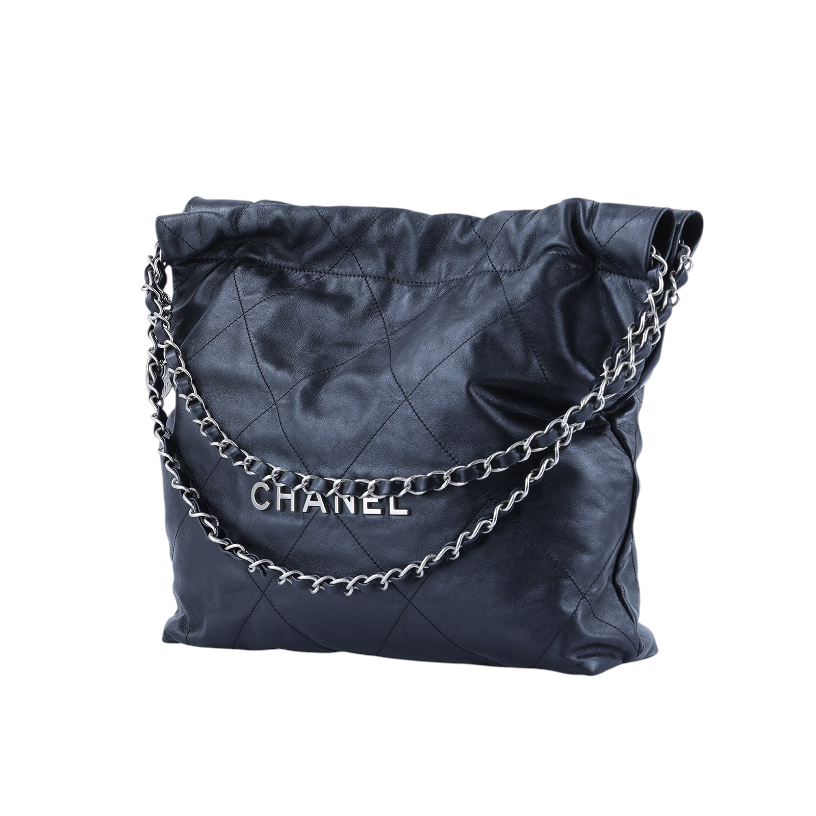 香奈兒 CHANEL 22 中型 束口包 AS3261 晶片款 黑銀22包 小號 防塵袋