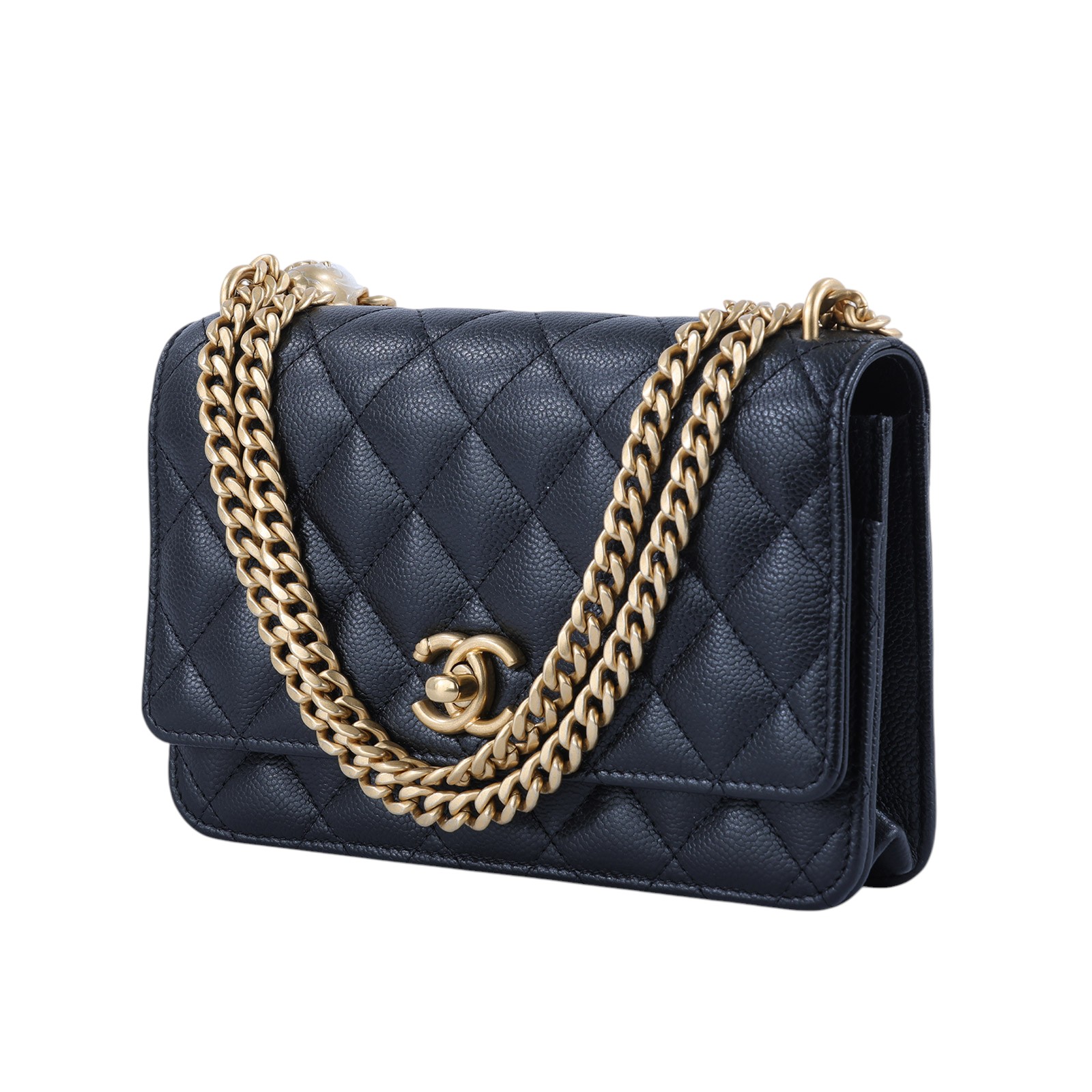 香奈兒 CHANEL CC logo 菱格紋 WOC 肩背 斜背 經典口蓋包 AP3201 晶片款 黑荔枝愛心調節WOC 無附屬品