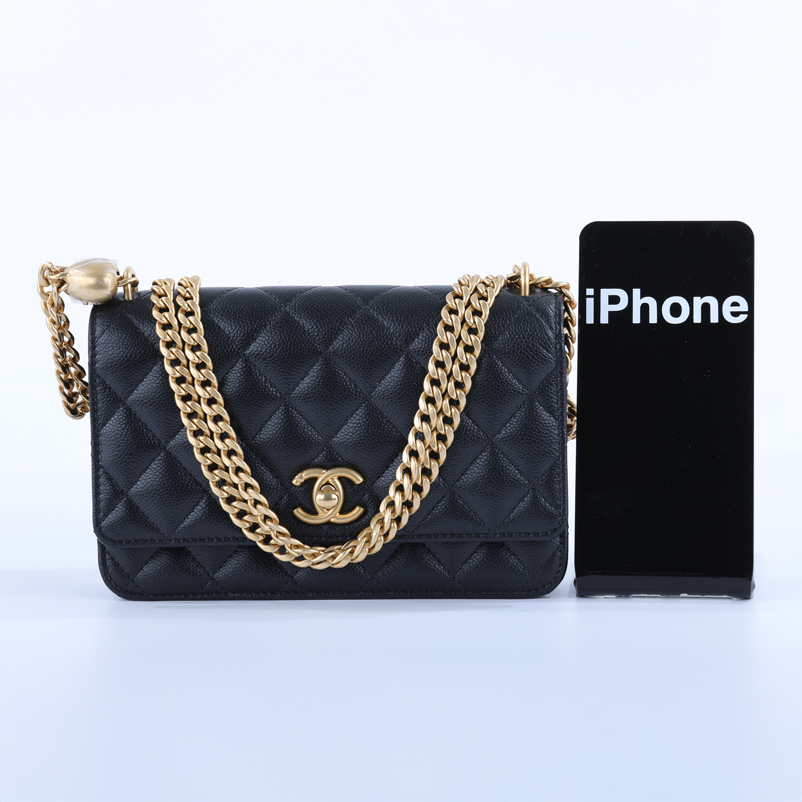 香奈兒 CHANEL CC logo 菱格紋 WOC 肩背 斜背 經典口蓋包 AP3201 晶片款 黑荔枝愛心調節WOC 無附屬品