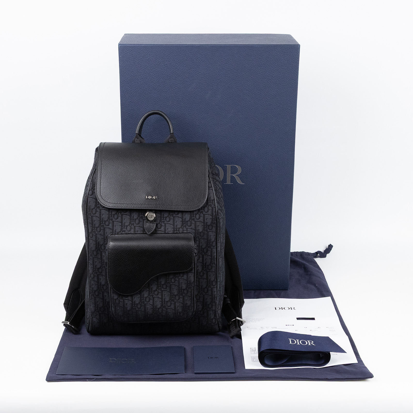 迪奧 CHRISTIAN DIOR Backpack 後背包 1ADBA041YKS 黑原花後背包 原廠盒子/防塵袋/購買證明/保證卡