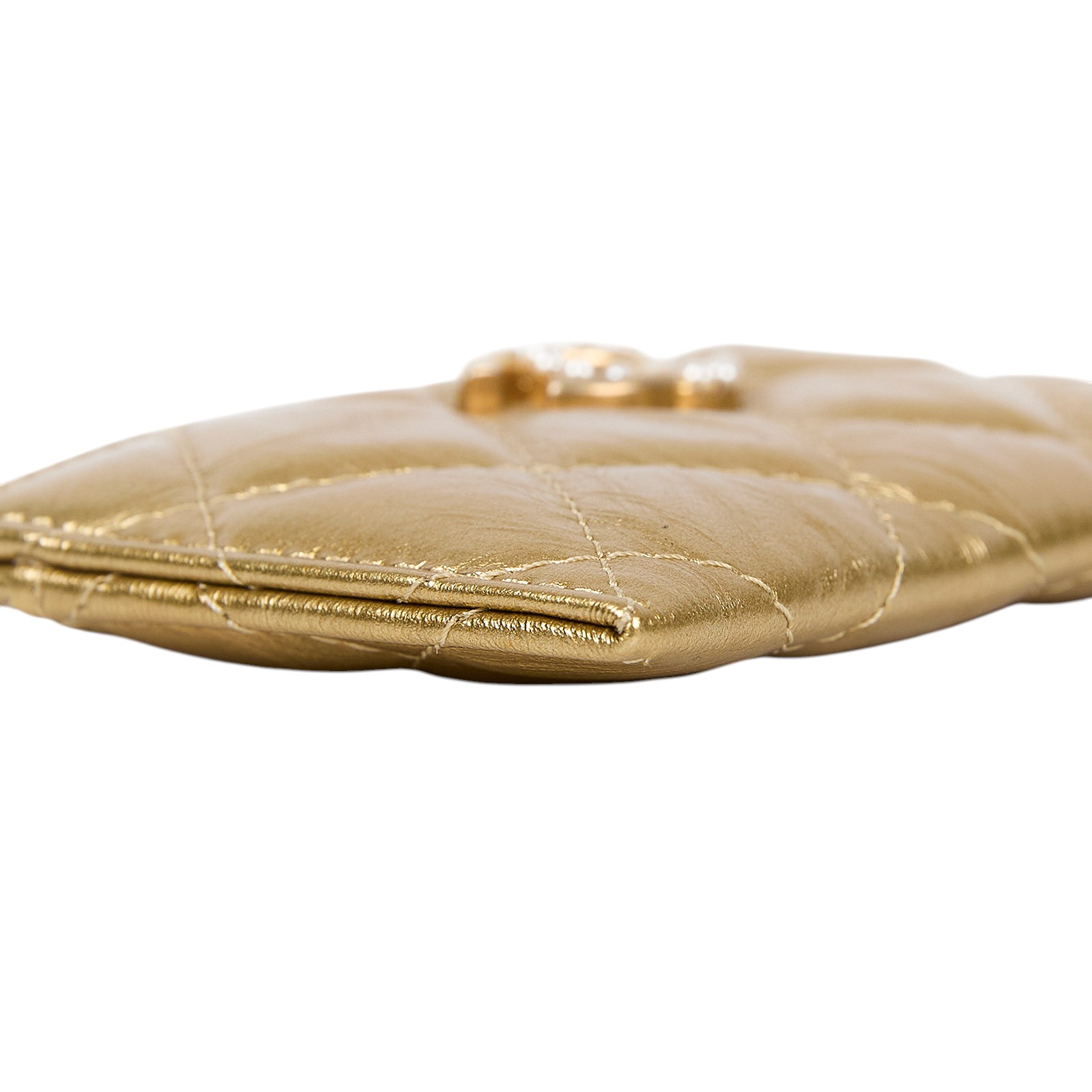 香奈兒 CHANEL CC LOGO 經典卡片夾 金色  金牛珍珠雙C卡夾套 原廠盒子/防塵袋/保證卡