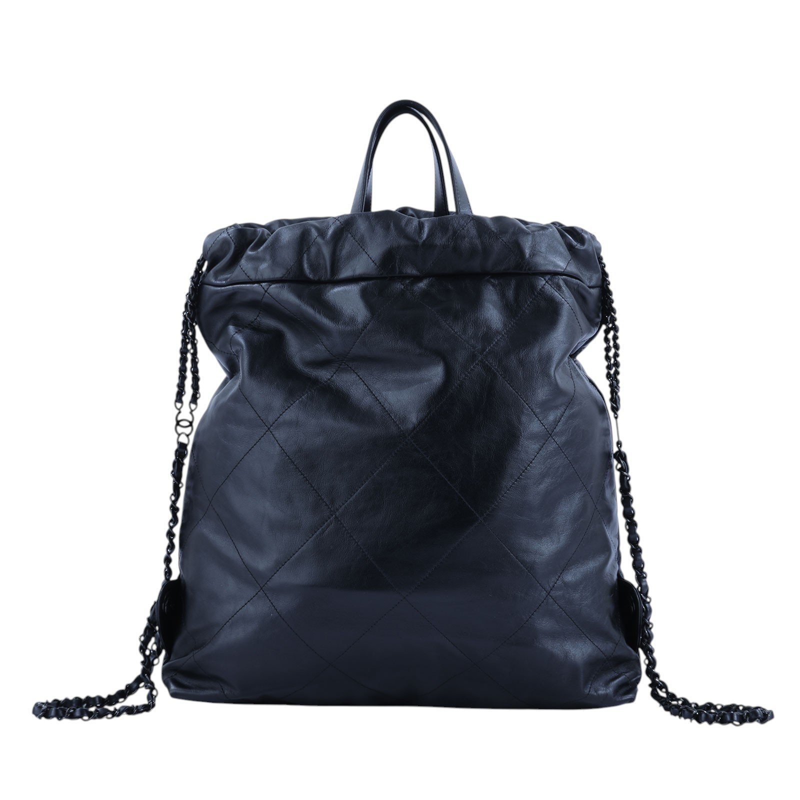香奈兒 CHANEL 22 大型背包  束口包 AS3313 B09220 黑縫線22後背包 防塵袋/購買證明影本