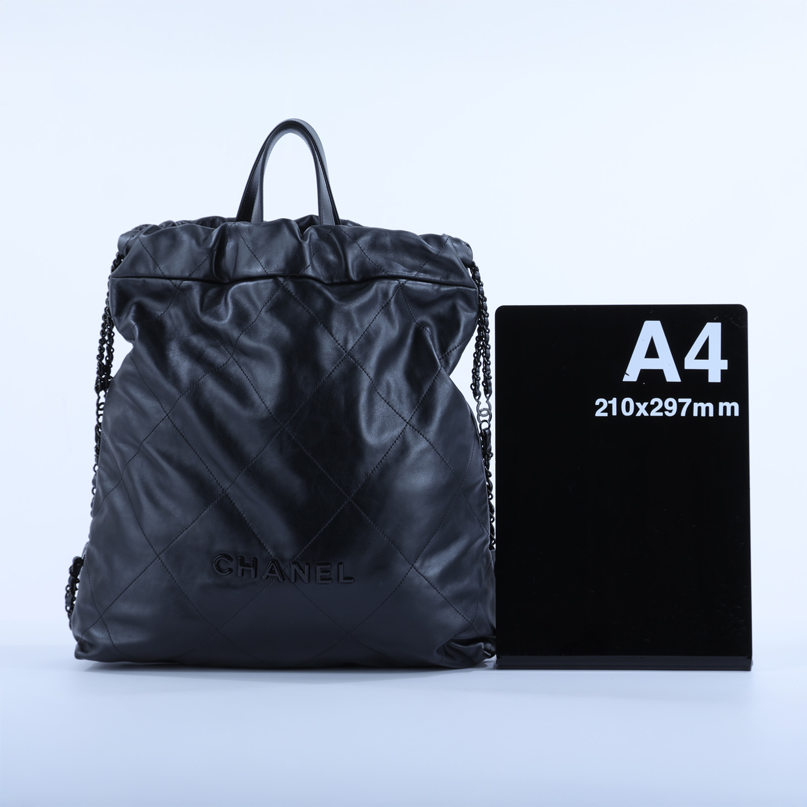 香奈兒 CHANEL 22 大型背包  束口包 AS3313 B09220 黑縫線22後背包 防塵袋/購買證明影本