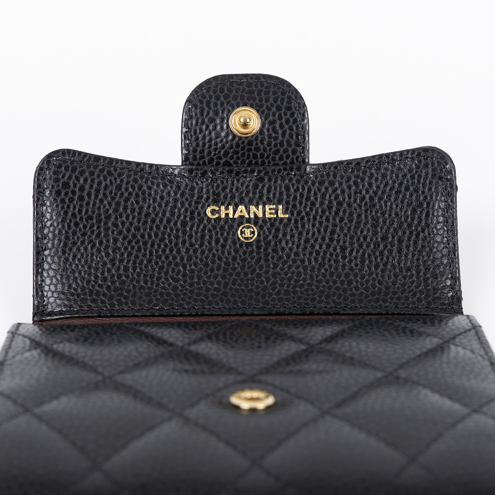 香奈兒 CHANEL 經典 小型 口蓋 皮夾 小牛皮 短夾  AP0231 Y01864 黑金荔枝三折短夾 原廠盒子/防塵袋/購買證明