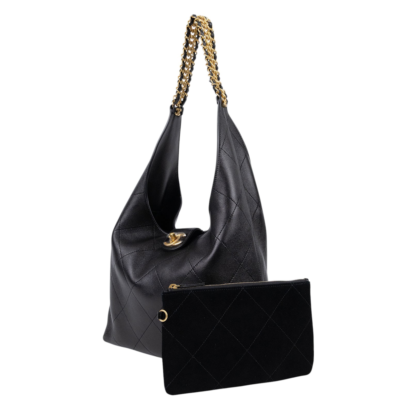 香奈兒 CHANEL Hobo 半月包 AS5425 B19776 黑金HOBO包 原廠盒子/防塵袋/內袋/購買證明影本