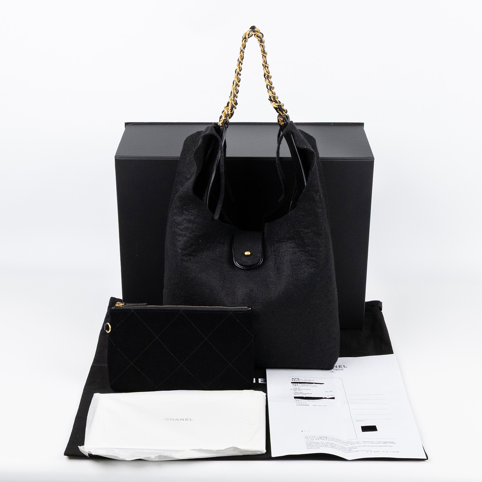 香奈兒 CHANEL Hobo 半月包 AS5425 B19776 黑金HOBO包 原廠盒子/防塵袋/內袋/購買證明影本