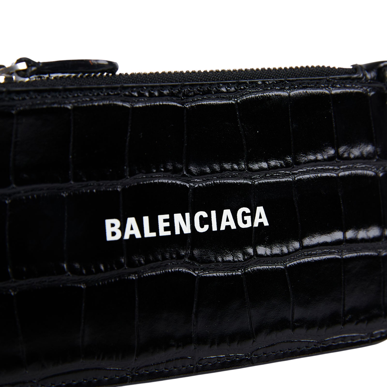 巴黎世家 BALENCIAGA Cash Large 長款零錢包 卡夾 5942141LRR3 黑鱷魚壓紋拉鍊卡包 保證卡 原廠盒子/防塵袋/購買證明