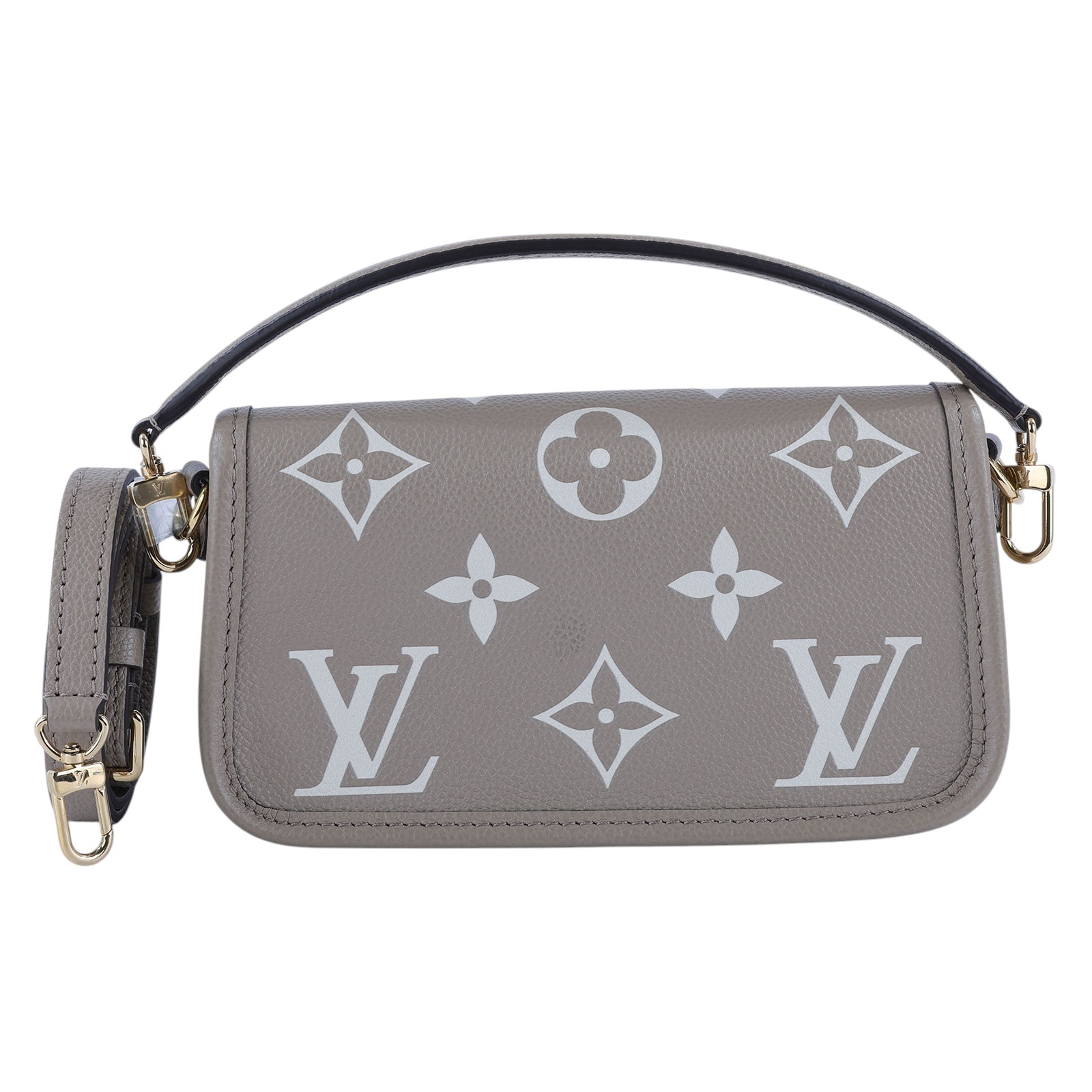 路易威登 LOUIS VUITTON Nano Diane 腋下包法棍 單肩背包 斑鳩灰 奶油色 M83300 晶片款  背帶2/購買證明