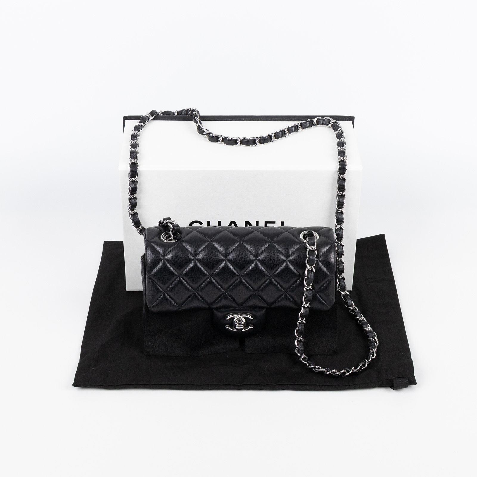 香奈兒 CHANEL CF 迷你 口蓋包 A69900 晶片款 黑銀羊COCO20 原廠盒子/防塵袋