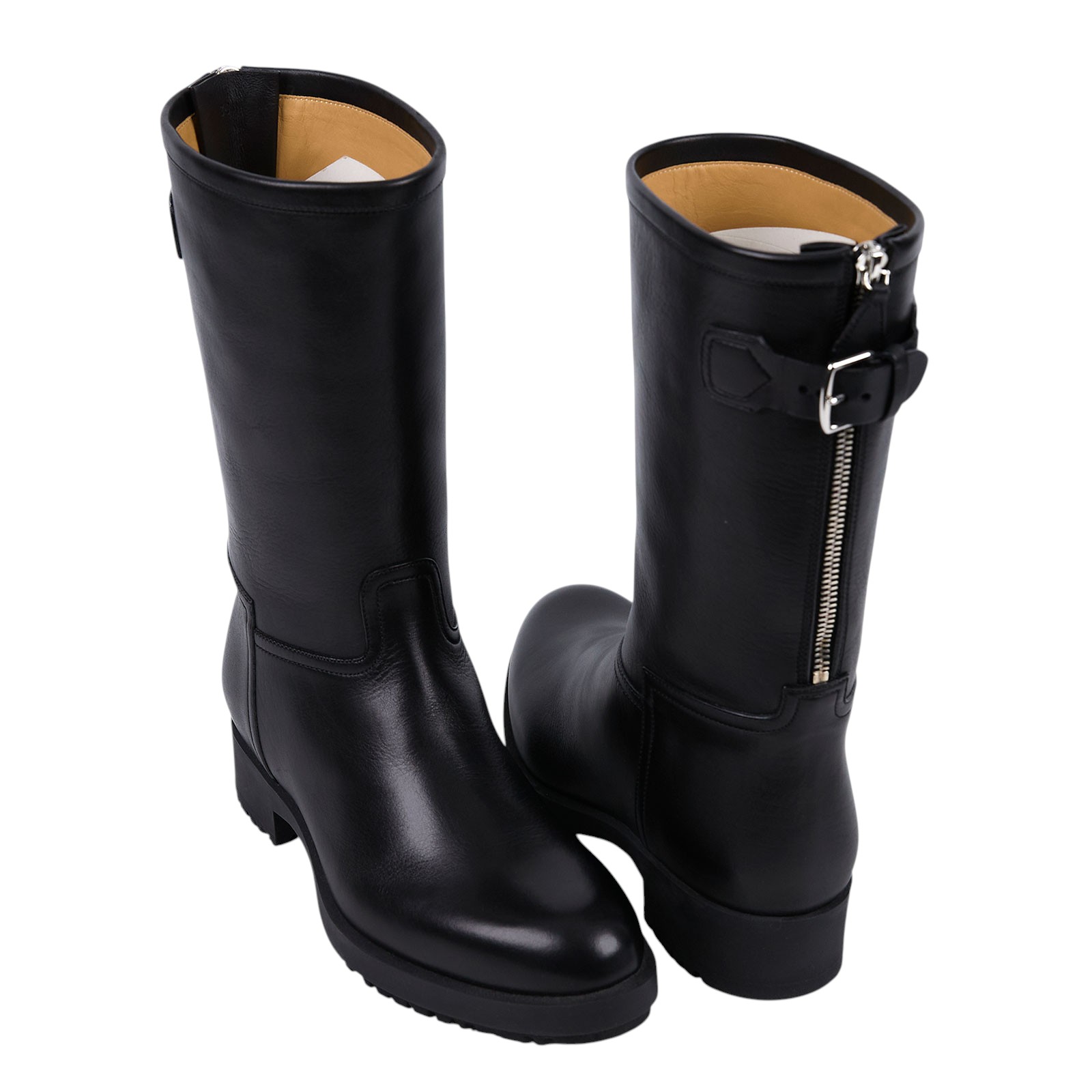 愛馬仕 Hermes 工程師靴 女鞋  黑素面中筒靴#37 原廠盒子/防塵袋2