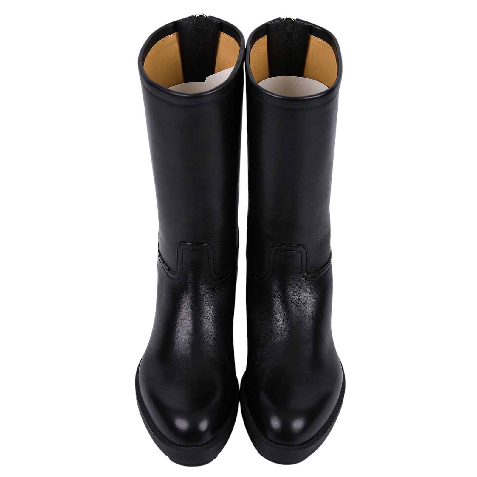 愛馬仕 Hermes 工程師靴 女鞋  黑素面中筒靴#37 原廠盒子/防塵袋2