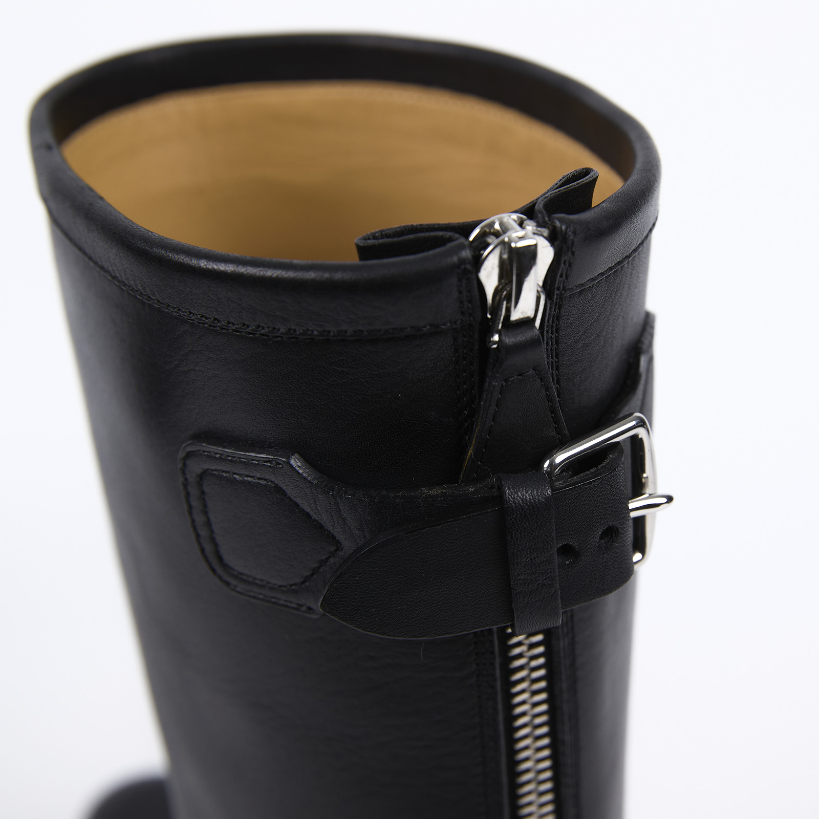 愛馬仕 Hermes 工程師靴 女鞋  黑素面中筒靴#37 原廠盒子/防塵袋2