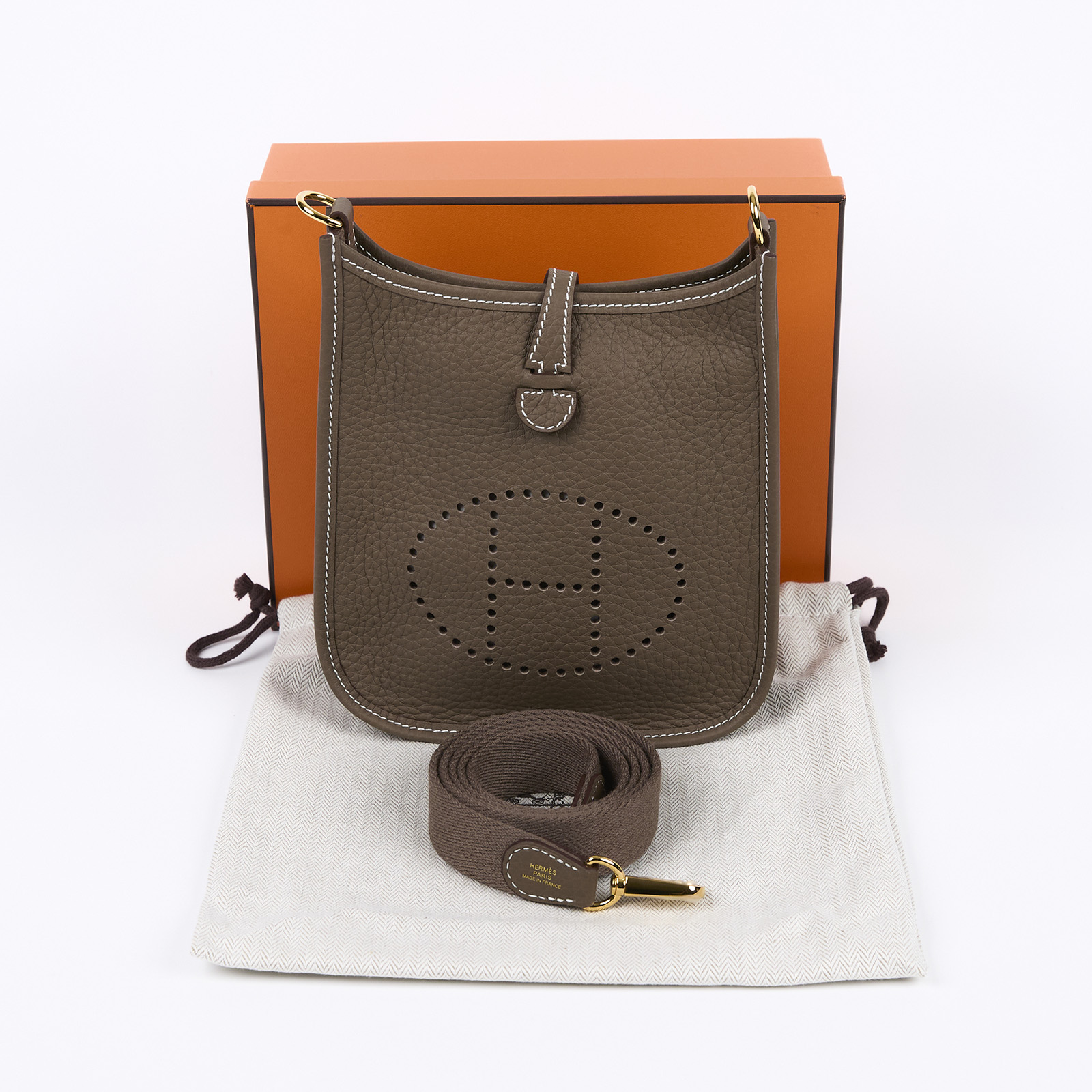愛馬仕 Hermès Evelyne Bag Mini 伊芙琳包 Evelyne 16 EV16 K CH 007 BP  原廠盒子/防塵袋2/背帶