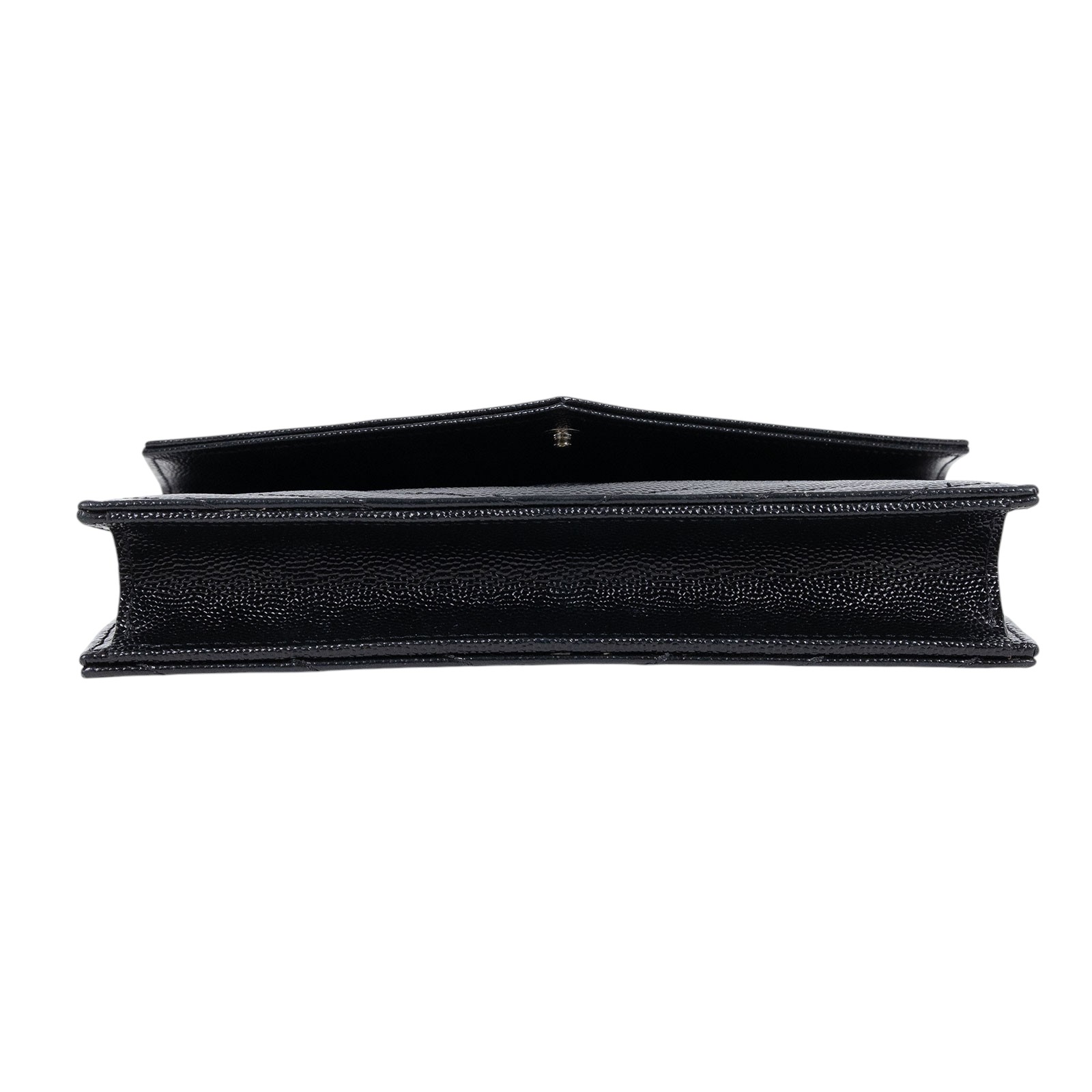 聖羅蘭 YSL SAINT LAURENT 山形紋 鏈袋 信封包  銀扣 393953BOW02 黑銀魚子醬信封WOC 原廠盒子/防塵袋/背帶/購買證明