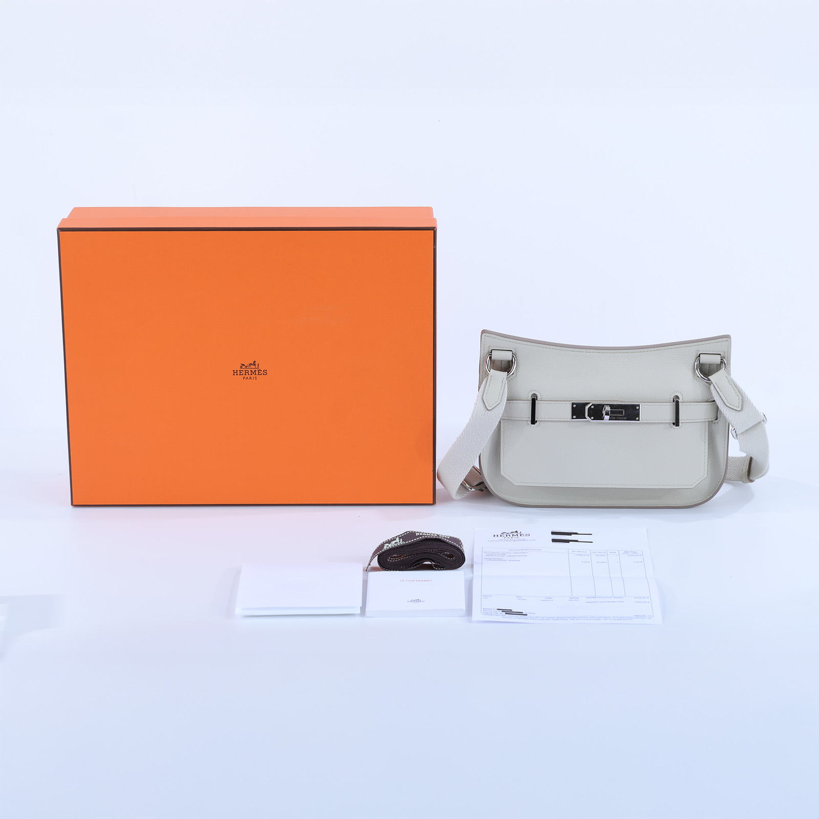 愛馬仕 Hermès Jypsiere 吉普賽包 Mini 冰川白 銀色五金 H084047CKAB H084047CKAB/B BY 890 GD  原廠盒子/購買證明影本