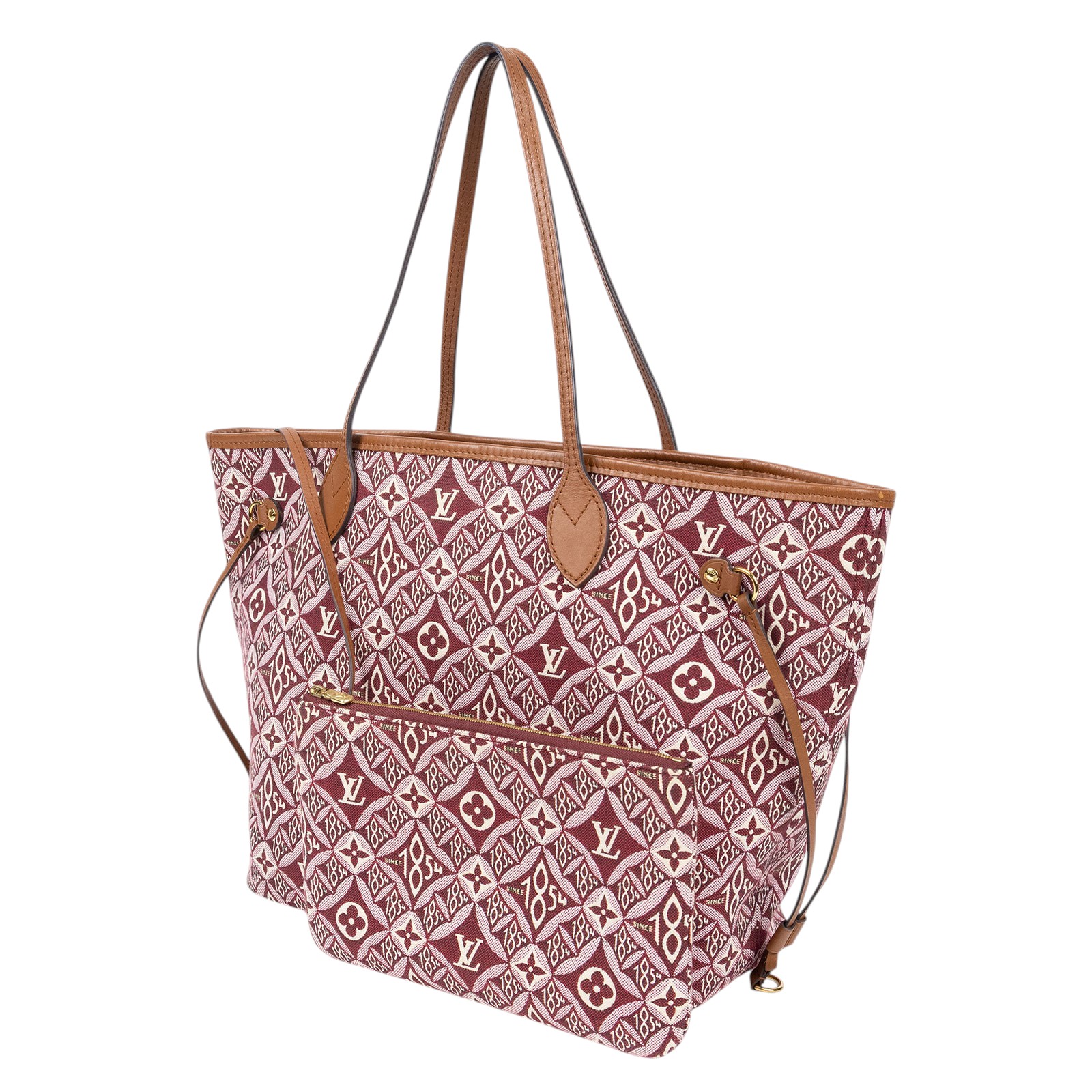 路易威登 LOUIS VUITTON Neverfull MM 肩背購物包 M57273 紅帆布1854 NEVERFULL MM 防塵袋/內袋