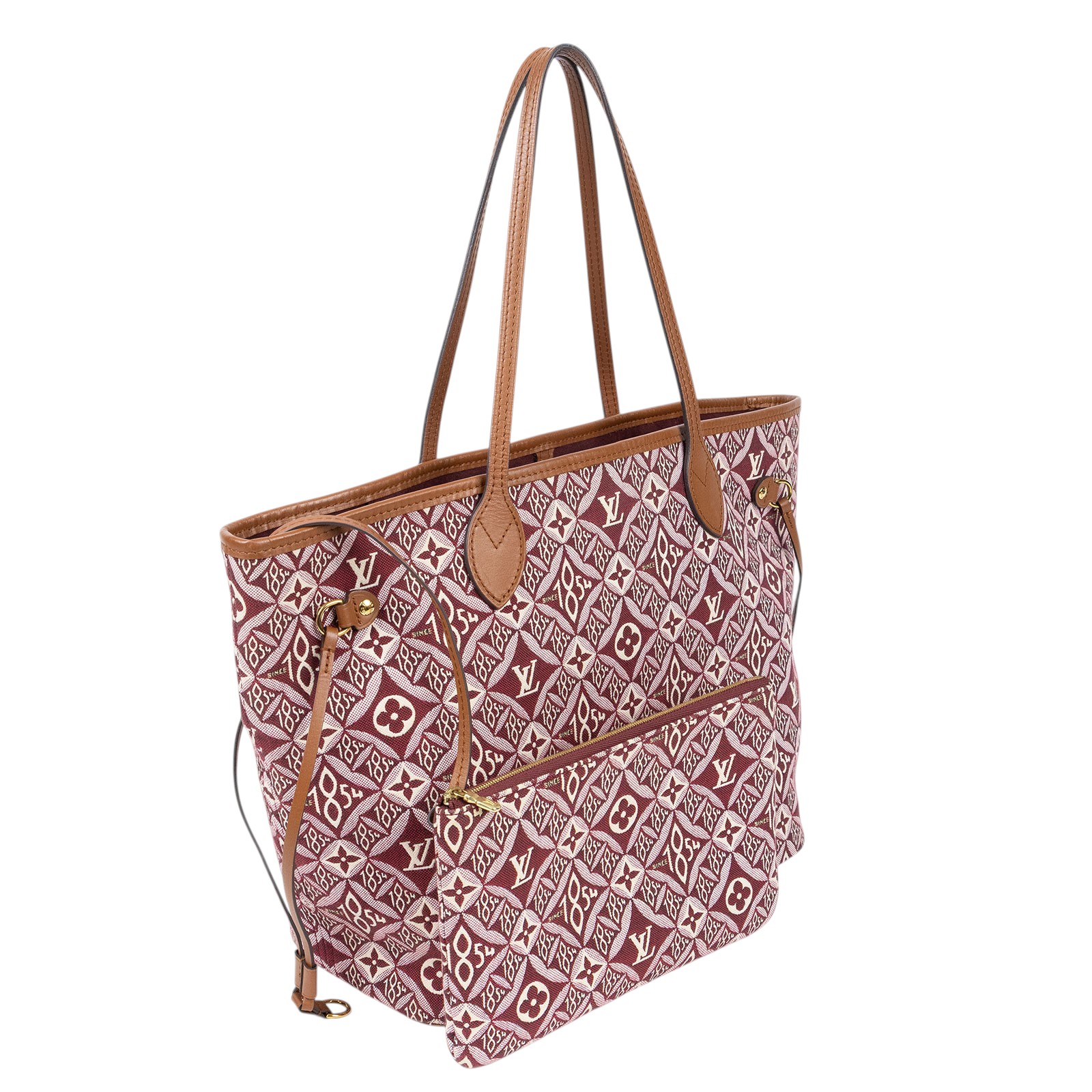 路易威登 LOUIS VUITTON Neverfull MM 肩背購物包 M57273 紅帆布1854 NEVERFULL MM 防塵袋/內袋