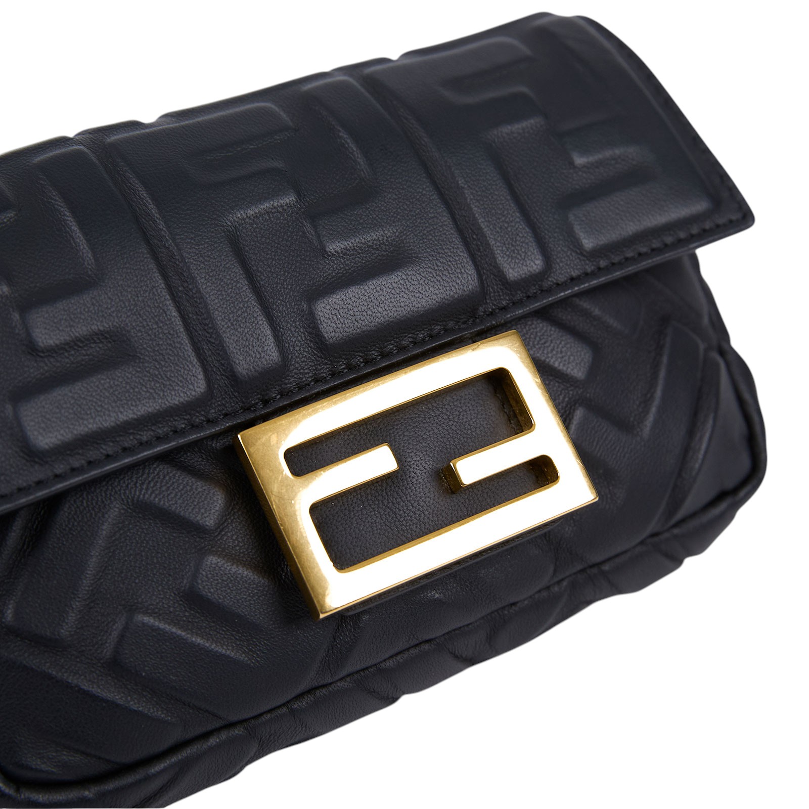 芬迪 FENDI 迷你 Baguette 納帕軟皮 8BS017A72V 黑FF皮革法棍包 2WAY 防塵袋/背帶2