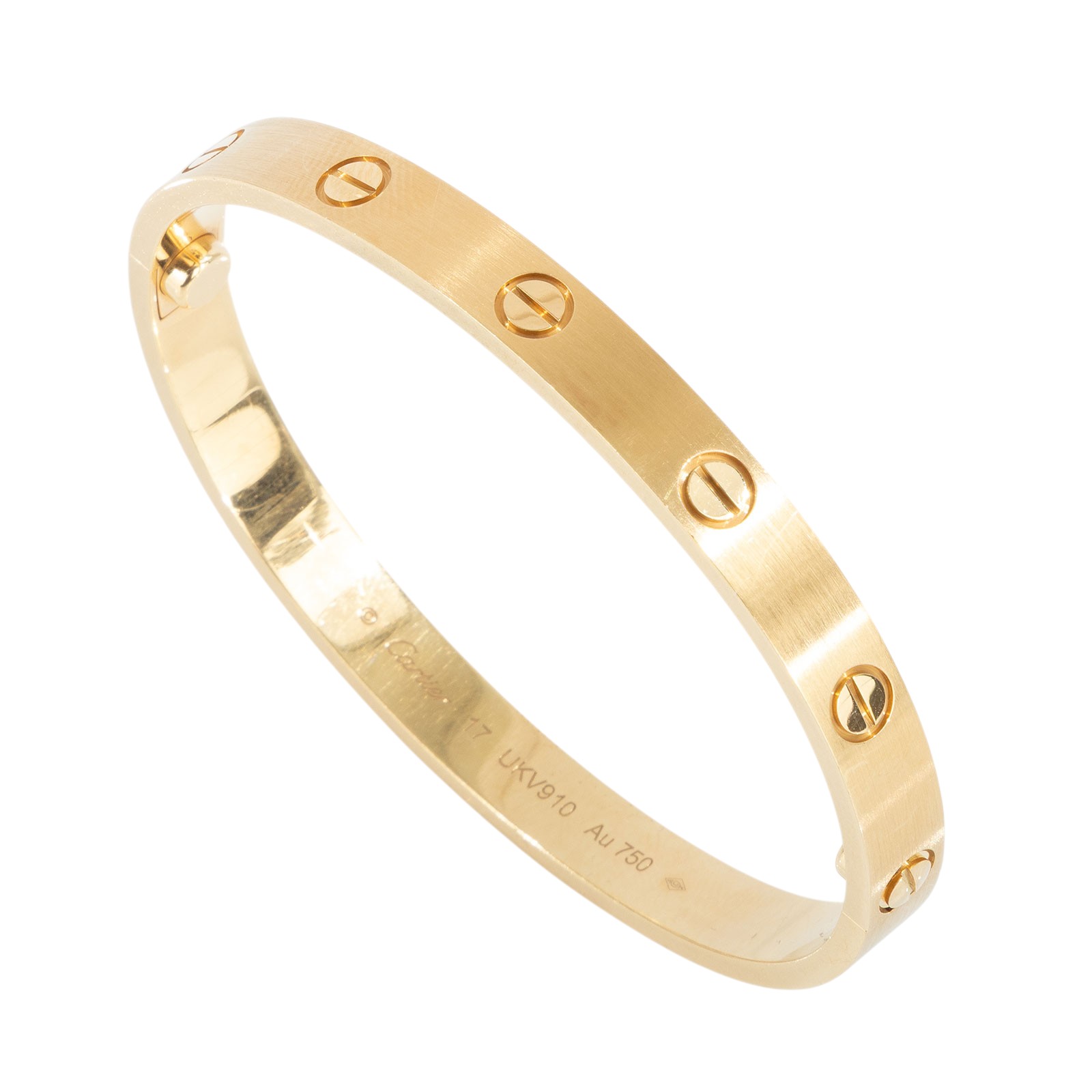 卡地亞 CARTIER LOVE手環 經典款 霧面處理 B6077017 YG LOVE霧面手環#17 原廠盒子2/保證卡/購買證明影本