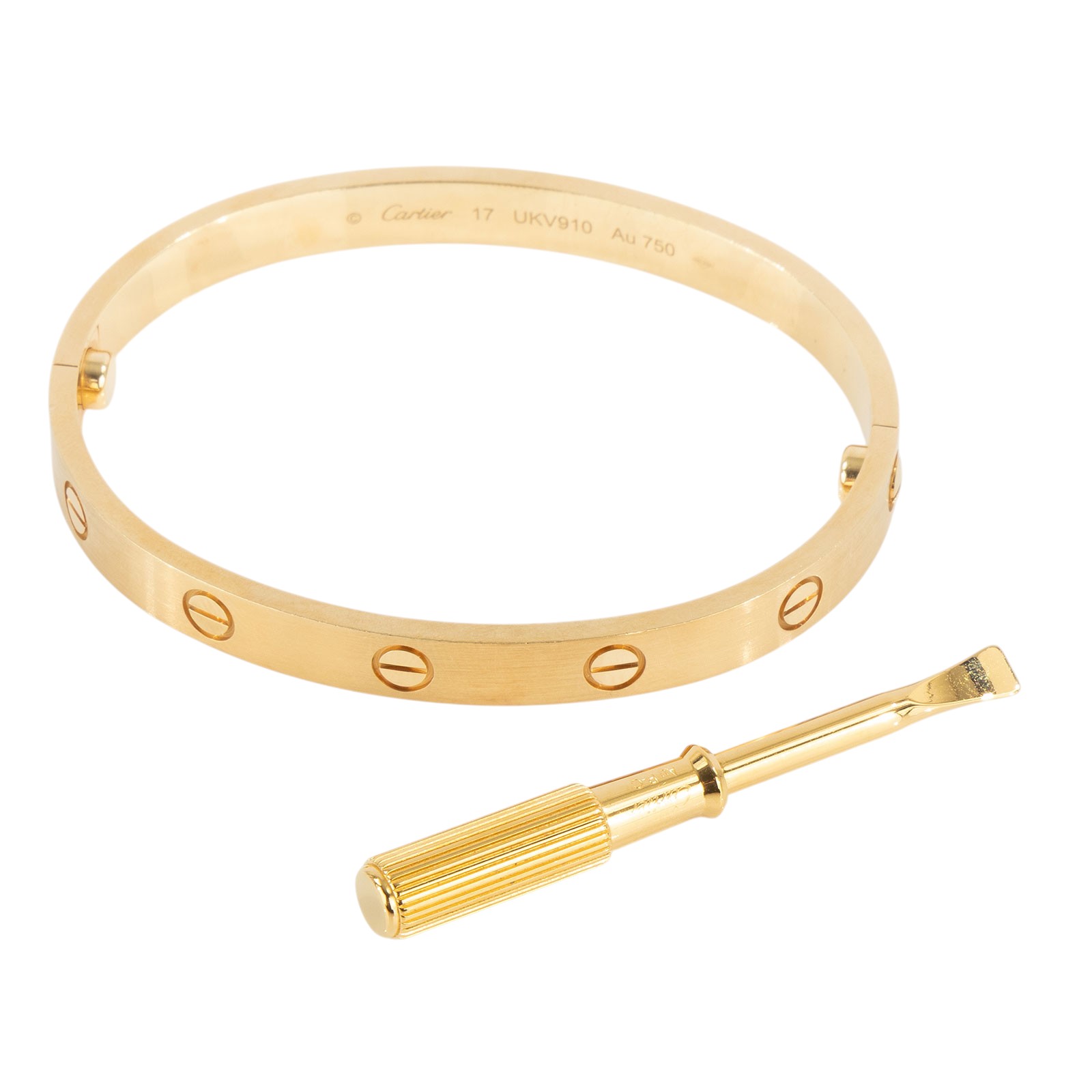 卡地亞 CARTIER LOVE手環 經典款 霧面處理 B6077017 YG LOVE霧面手環#17 原廠盒子2/保證卡/購買證明影本