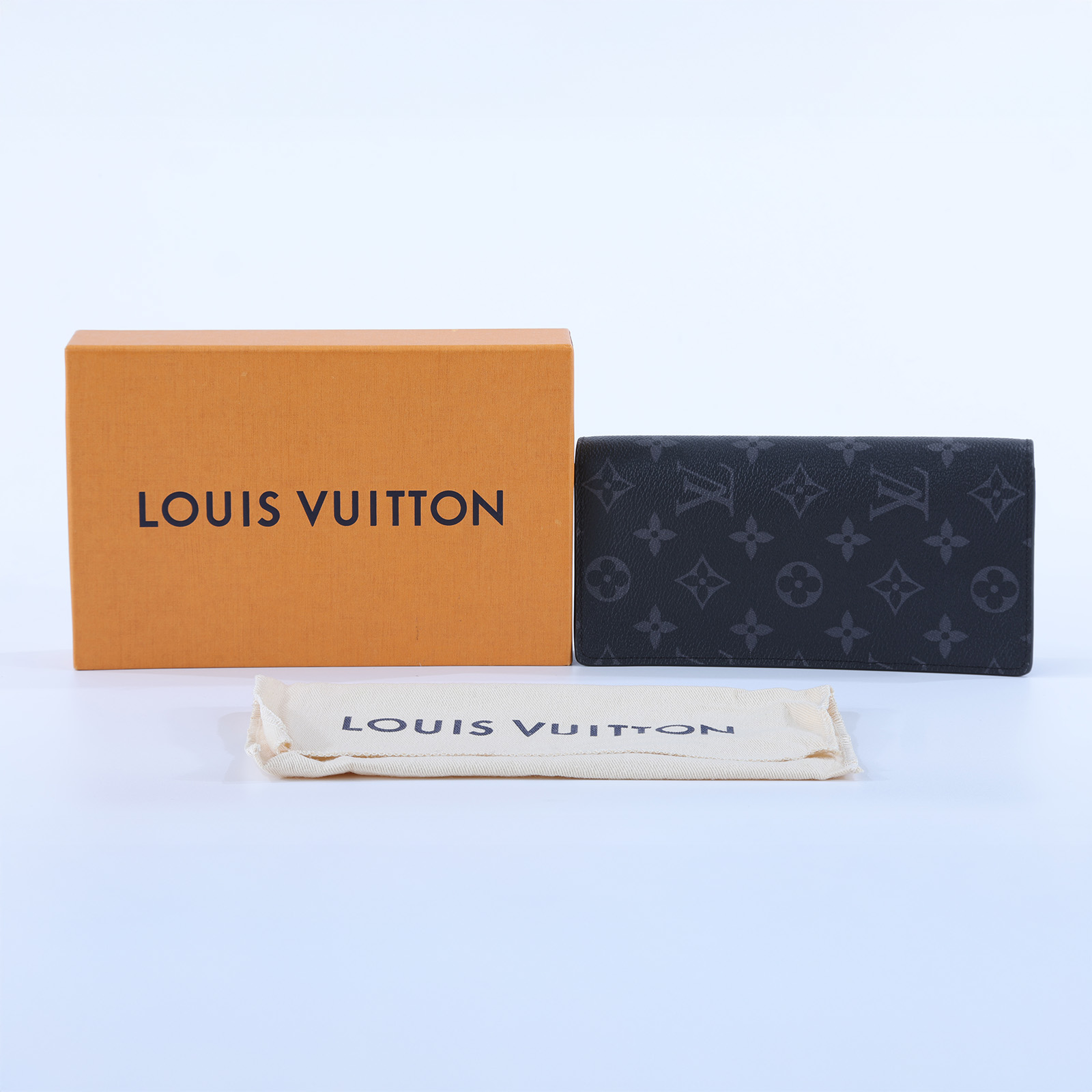 路易威登 LOUIS VUITTON Brazza 錢包 Monogram Eclipse 帆布 長夾 M61697 晶片款  原廠盒子/防塵袋