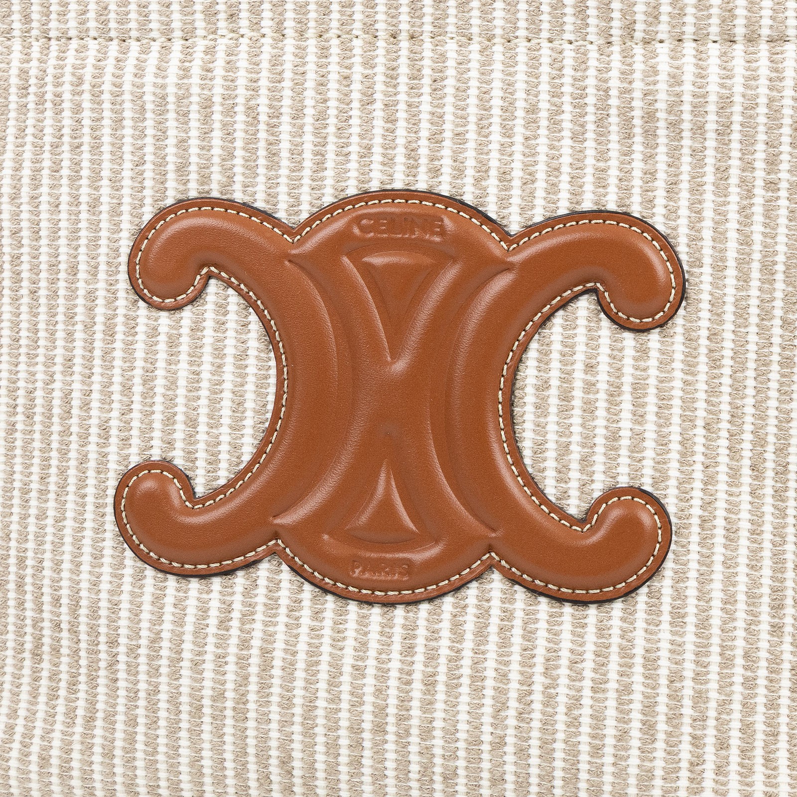 思琳 CELINE Cabas Thais標誌印花織物 牛皮 小型 手提包 199162ERQ 條文帆布CABAS THAIS 小號 無附屬品