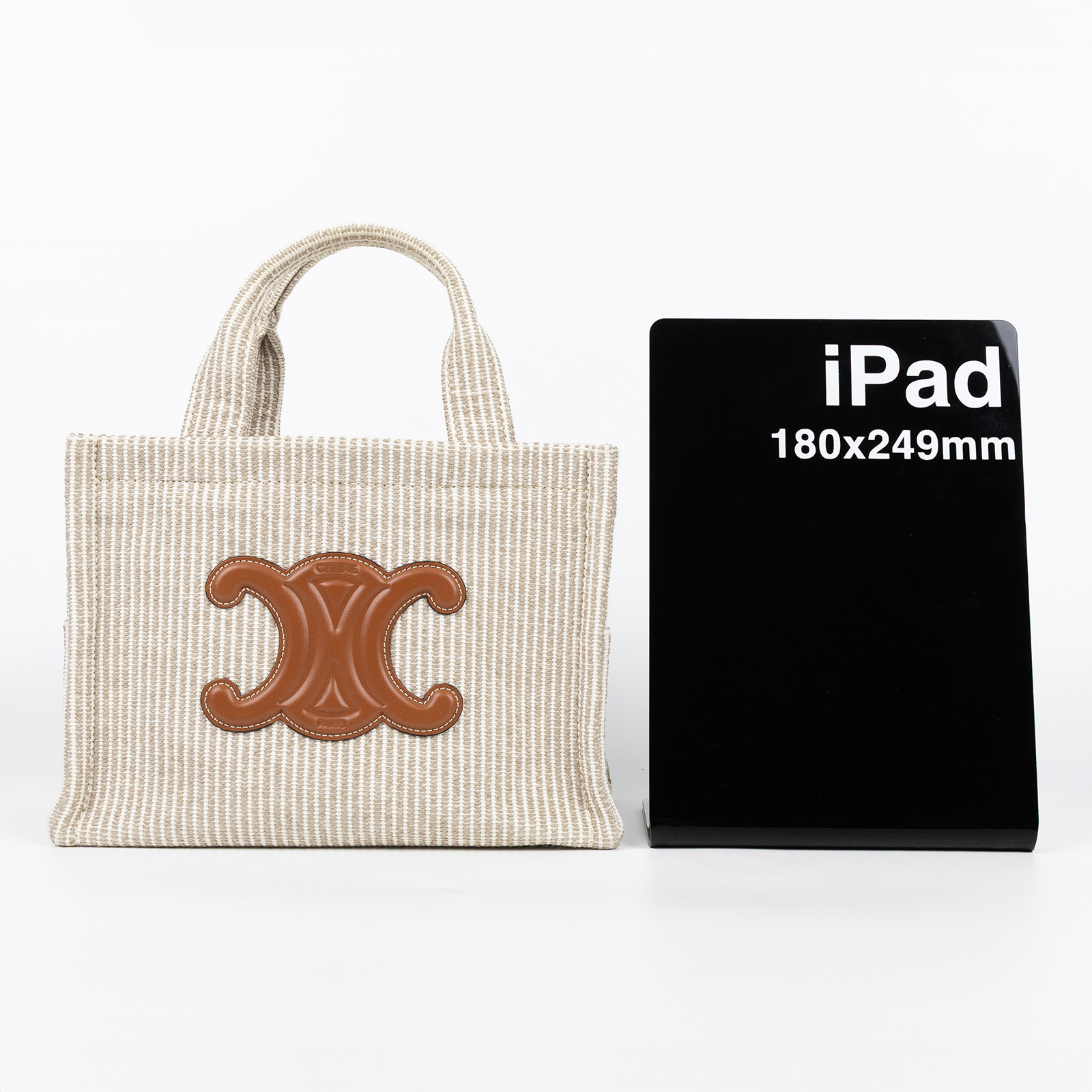 思琳 CELINE Cabas Thais標誌印花織物 牛皮 小型 手提包 199162ERQ 條文帆布CABAS THAIS 小號 無附屬品