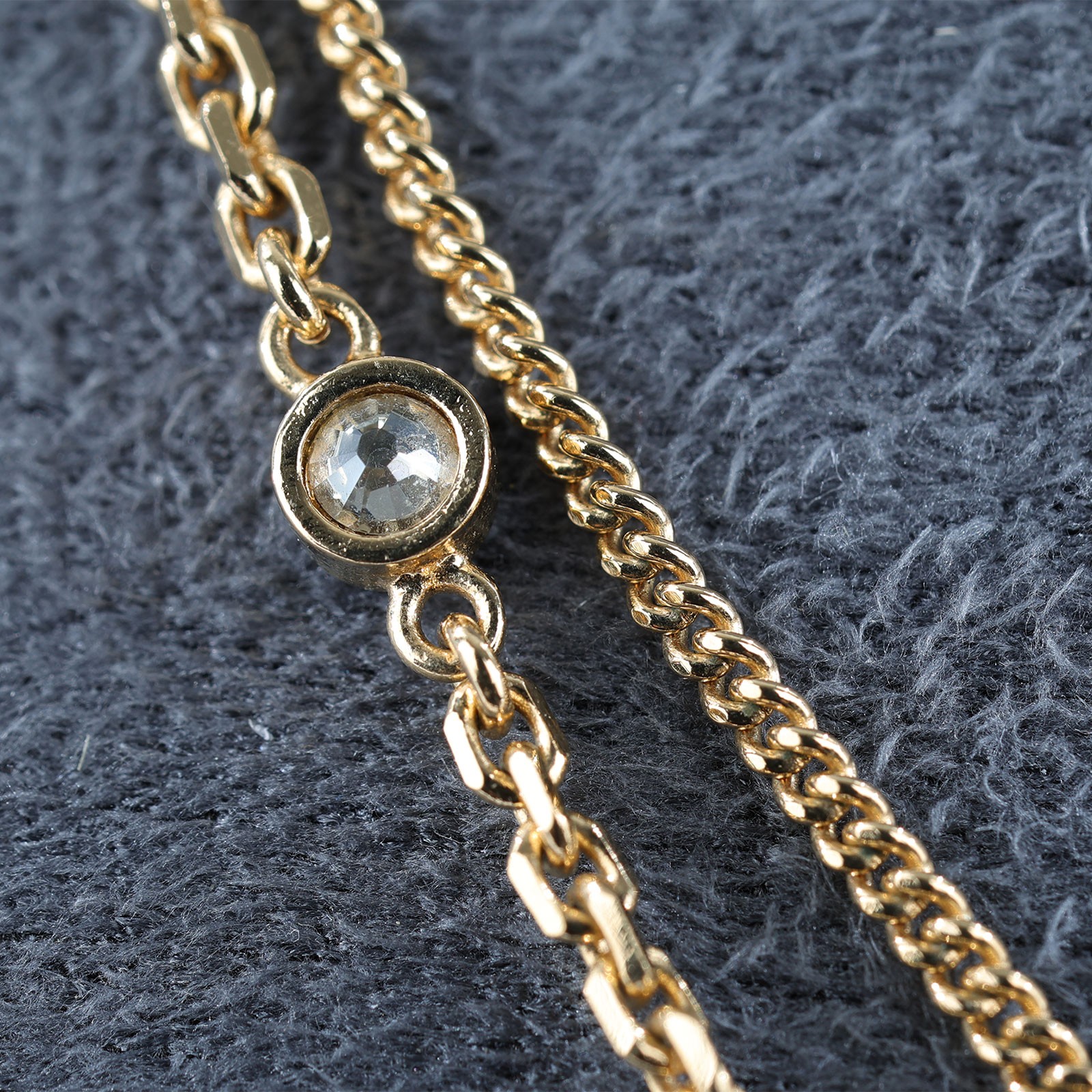 迪奧 CHRISTIAN DIOR Petit CD 雙項鍊 N1155PMTCY 金色雙鏈水鑽星星項鍊 原廠盒子/防塵袋