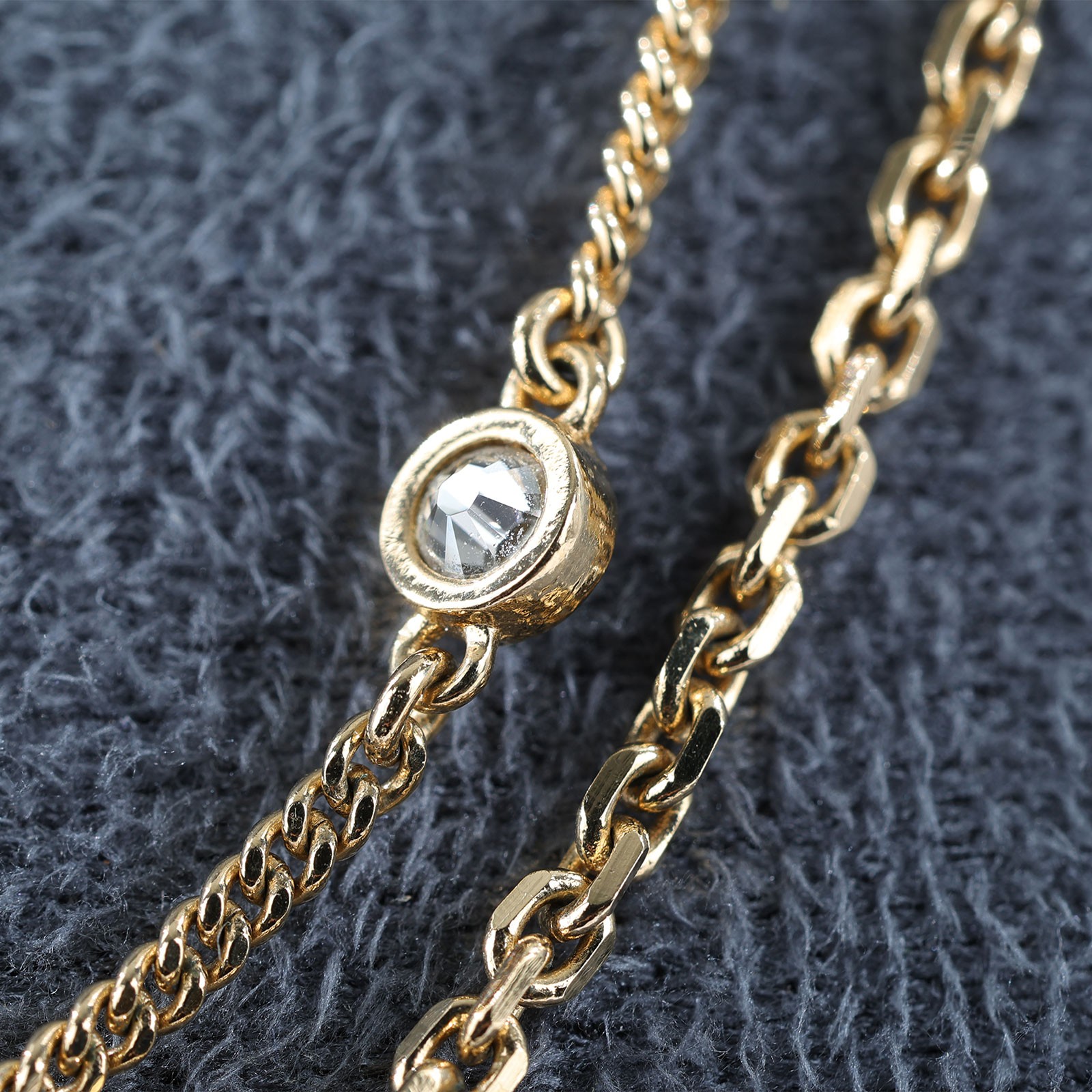 迪奧 CHRISTIAN DIOR Petit CD 雙項鍊 N1155PMTCY 金色雙鏈水鑽星星項鍊 原廠盒子/防塵袋