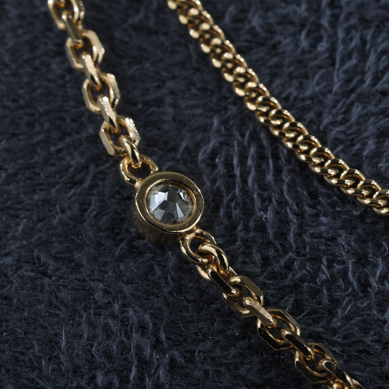 迪奧 CHRISTIAN DIOR Petit CD 雙項鍊 N1155PMTCY 金色雙鏈水鑽星星項鍊 原廠盒子/防塵袋