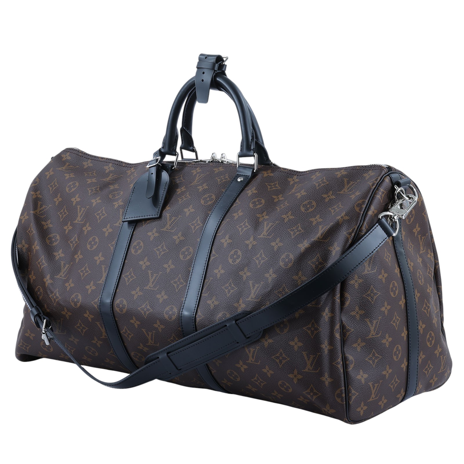 路易威登 LOUIS VUITTON Keepall Bandoulière 55 Macassar帆布 波士頓包  旅行袋 M56714 晶片款  背帶/吊牌防塵袋/鎖組/扣環