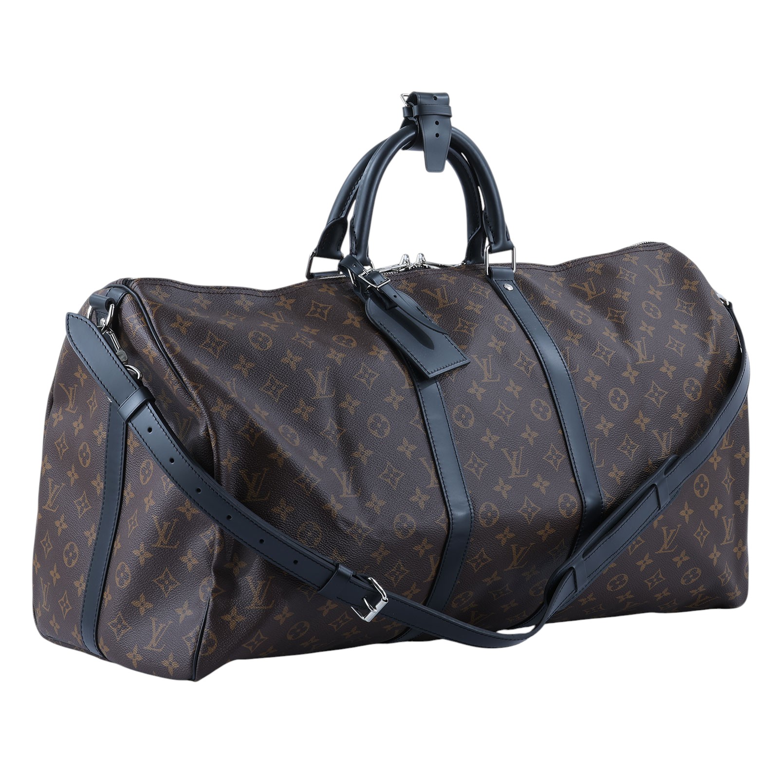 路易威登 LOUIS VUITTON Keepall Bandoulière 55 Macassar帆布 波士頓包  旅行袋 M56714 晶片款  背帶/吊牌防塵袋/鎖組/扣環