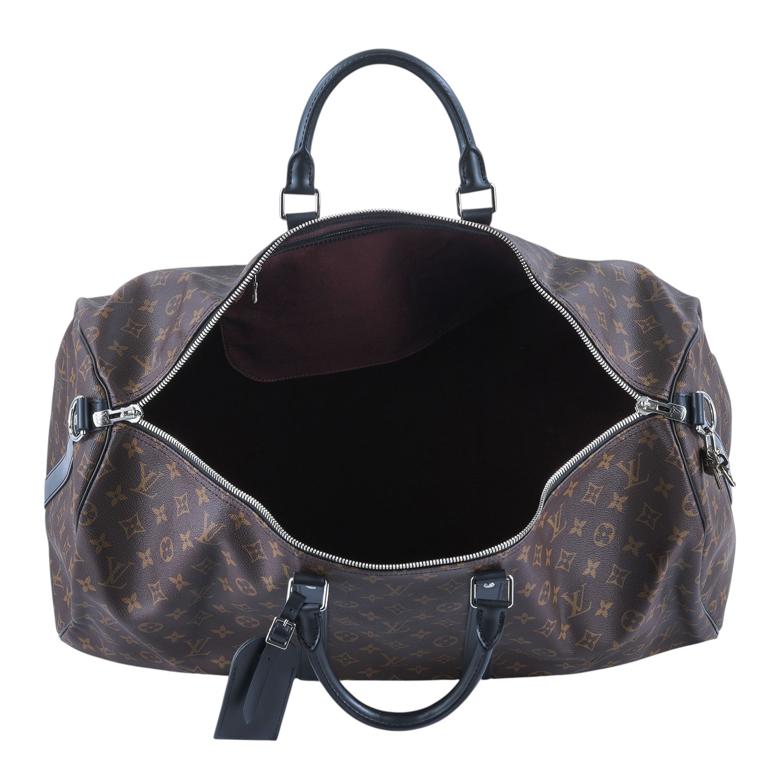 路易威登 LOUIS VUITTON Keepall Bandoulière 55 Macassar帆布 波士頓包  旅行袋 M56714 晶片款  背帶/吊牌防塵袋/鎖組/扣環