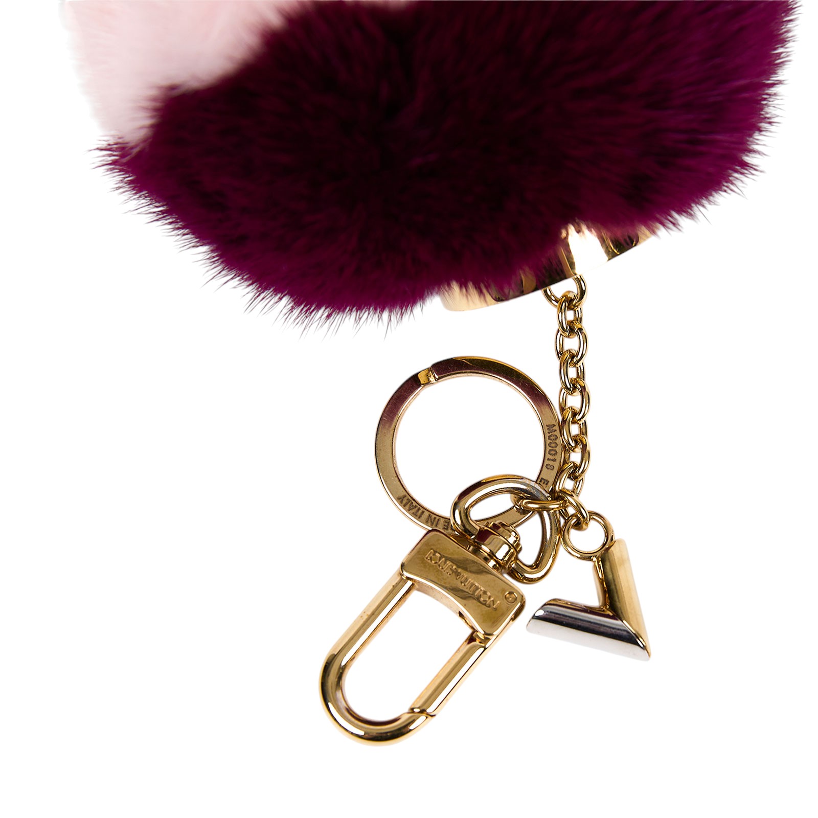 路易威登 LOUIS VUITTON Bubble Duo 毛絨包包吊飾鑰匙圈 M00018 桃拚粉貂毛球球吊飾 防塵袋