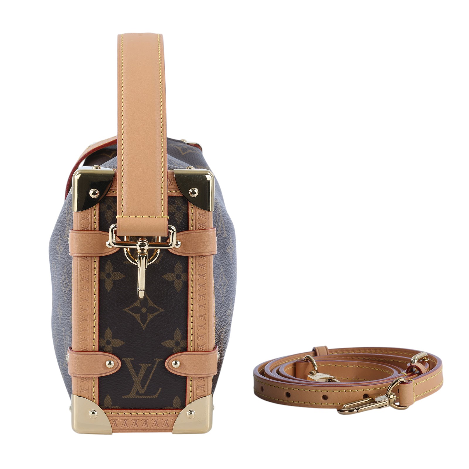 路易威登 LOUIS VUITTON Side Trunk MM 老花 手提 肩背 箱包 M46358 晶片款  原廠盒子/防塵袋/背帶2