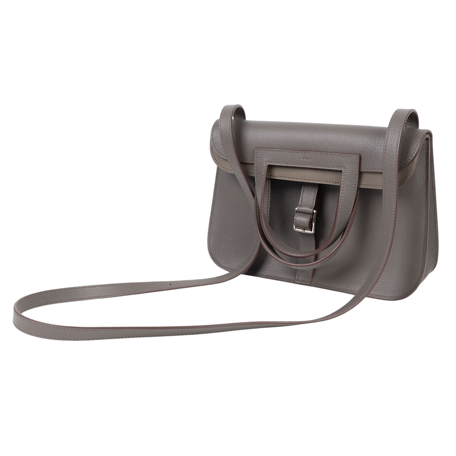 愛馬仕 Hermes Halzan 25 手拿 手提 肩背 斜背包 銀色五金 錫器灰 H082028CK8F Z BT 008 TD  原廠盒子/防塵袋/購買證明