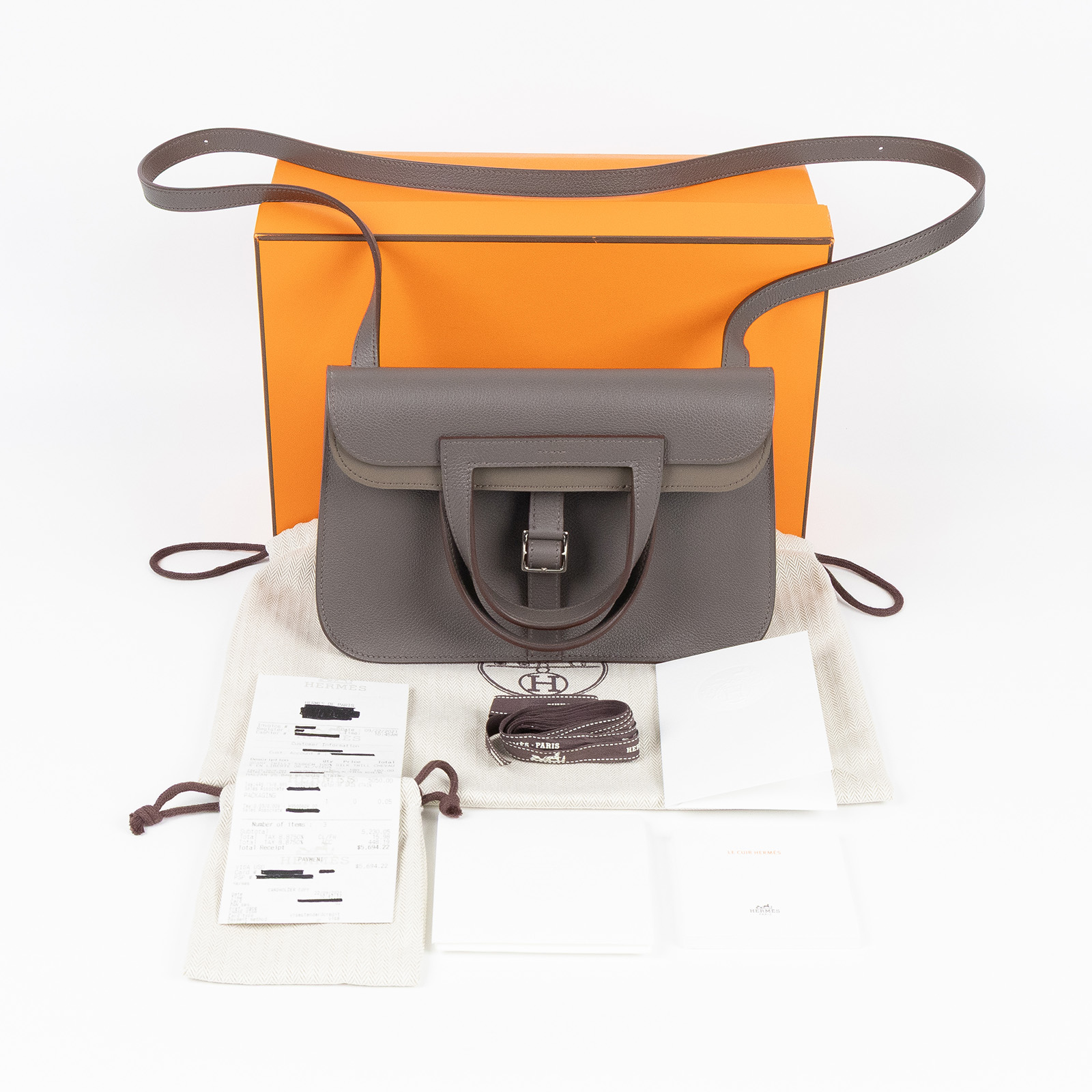 愛馬仕 Hermes Halzan 25 手拿 手提 肩背 斜背包 銀色五金 錫器灰 H082028CK8F Z BT 008 TD  原廠盒子/防塵袋/購買證明