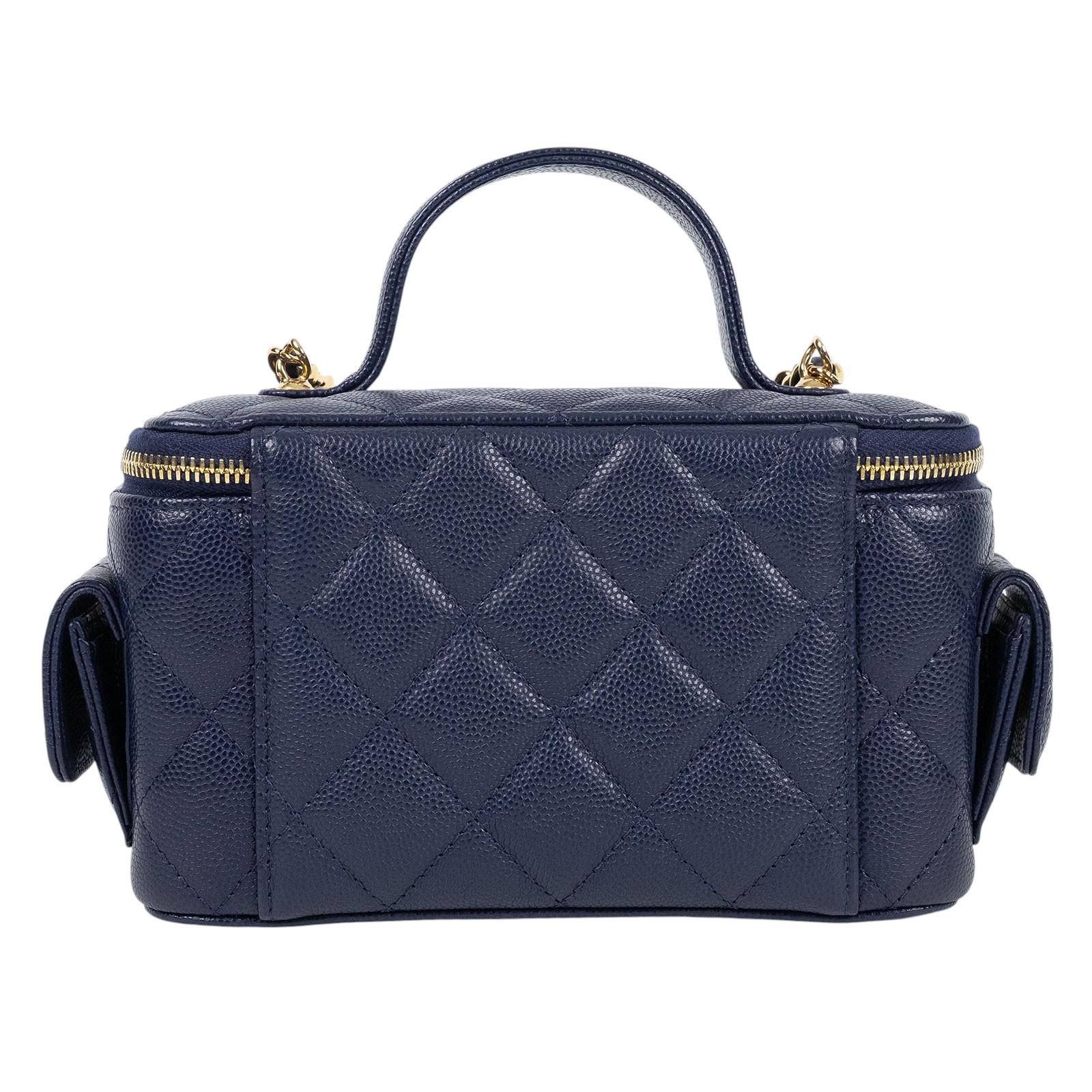 香奈兒 CHANEL Vanity Case 化妝箱 AP3017 晶片款 藍金荔枝牛多口袋VANITY 無附屬品