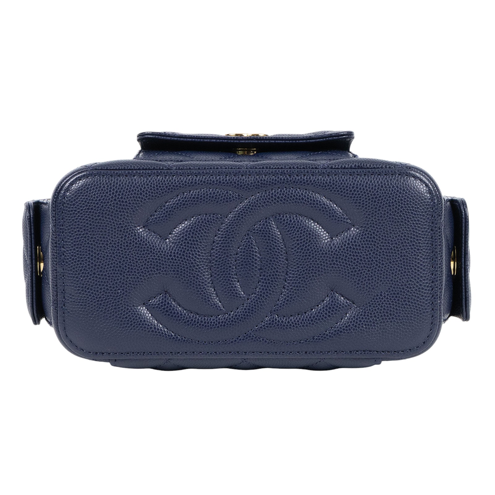 香奈兒 CHANEL Vanity Case 化妝箱 AP3017 晶片款 藍金荔枝牛多口袋VANITY 無附屬品