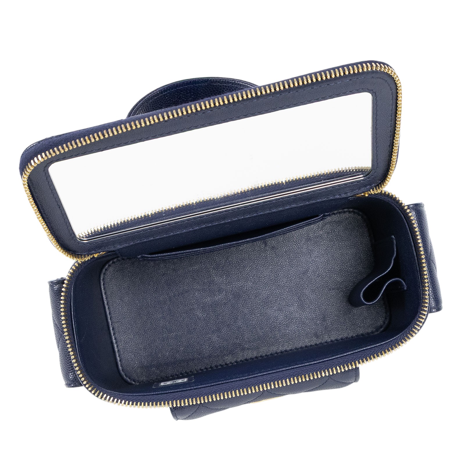 香奈兒 CHANEL Vanity Case 化妝箱 AP3017 晶片款 藍金荔枝牛多口袋VANITY 無附屬品