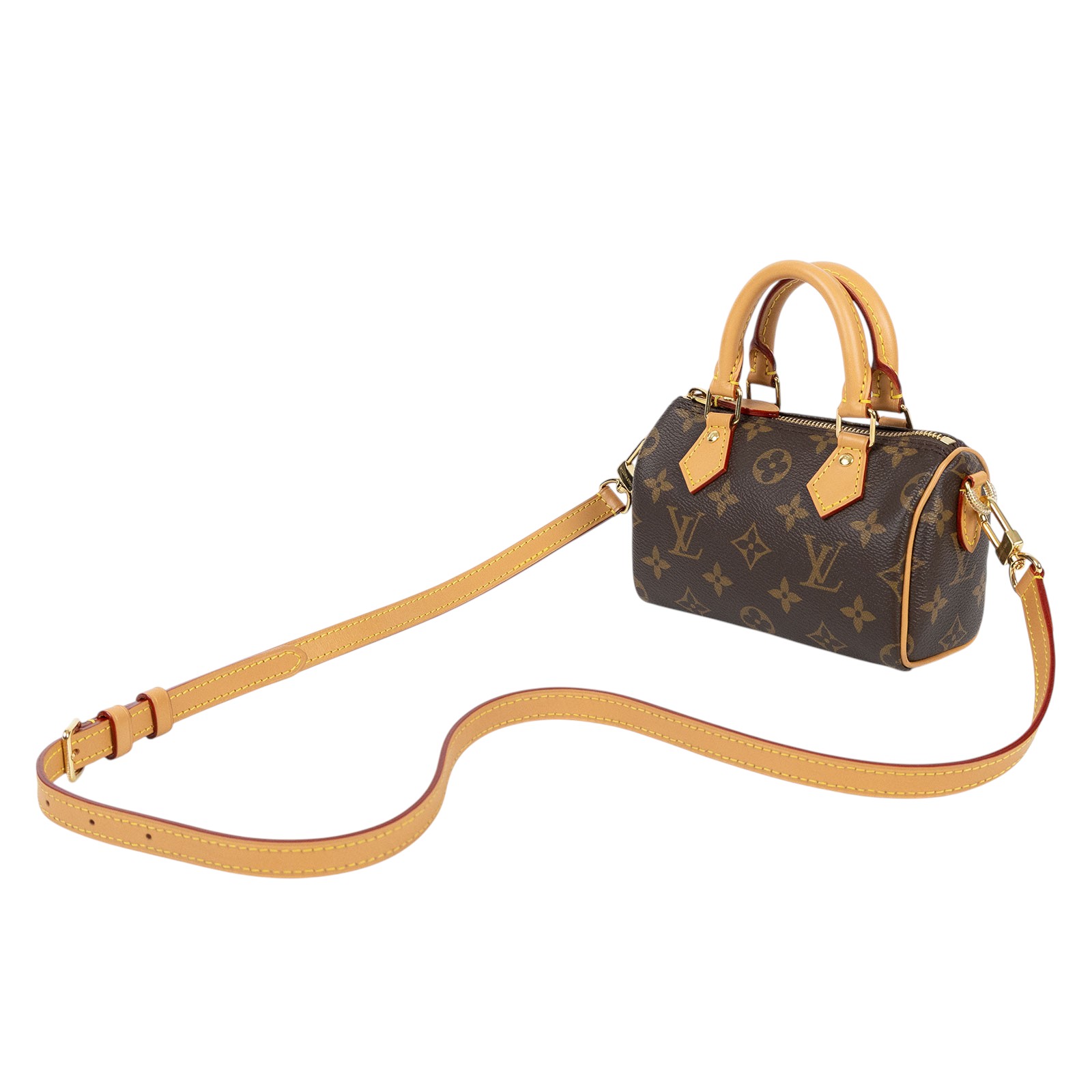 路易威登 LOUIS VUITTON Nano Speedy 原花 手提 肩背包 M81085 原花NANO SPEEDY 背帶