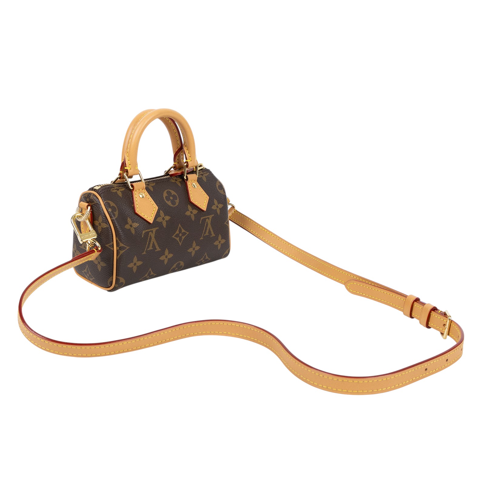 路易威登 LOUIS VUITTON Nano Speedy 原花 手提 肩背包 M81085 原花NANO SPEEDY 背帶
