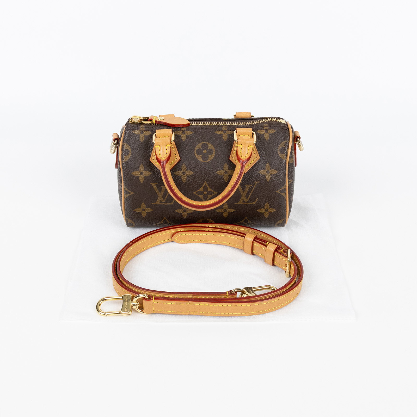 路易威登 LOUIS VUITTON Nano Speedy 原花 手提 肩背包 M81085 原花NANO SPEEDY 背帶