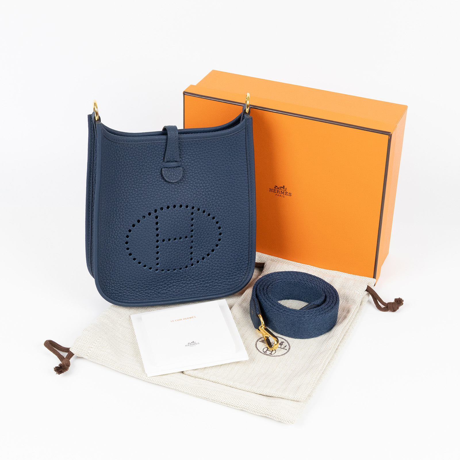 愛馬仕 Hermes Evelyne 16 Amazone bag 伊芙琳包 大象灰 深藍 金色五金 H069426CC H069426CC/B BS 012 ZB  原廠盒子/防塵袋/背帶