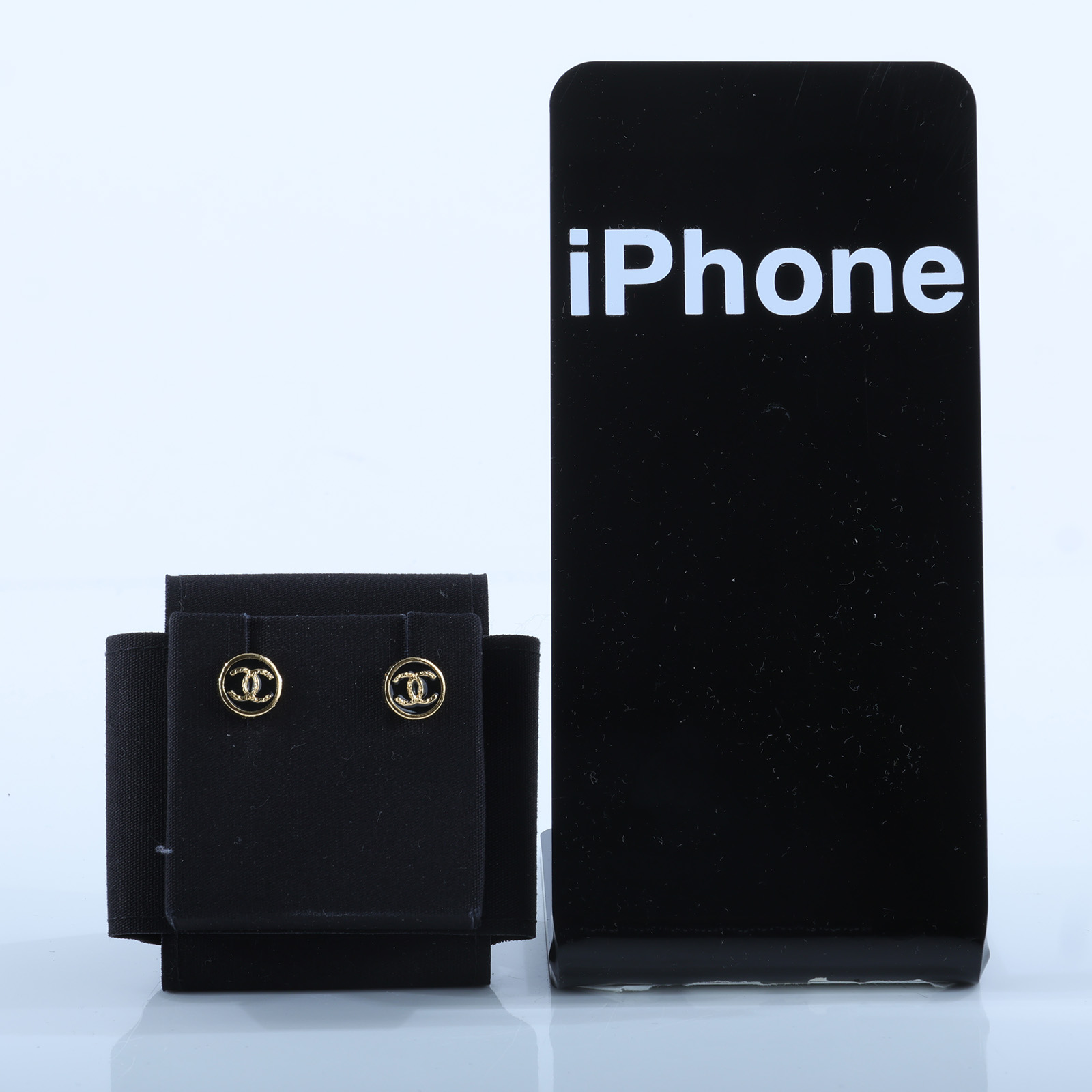 香奈兒 CHANEL 耳釘 ABC830/F24C 黑金圓鈕扣耳環 原廠盒子/防塵袋/購買證明影本