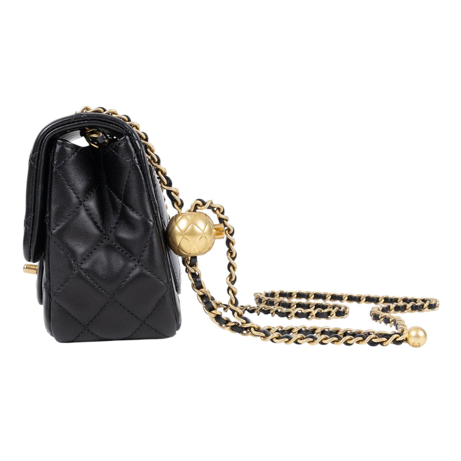 香奈兒 CHANEL CC logo 金球 方胖 肩背 斜背 口蓋包 AS1786 B02916 黑金羊金球方胖 原廠盒子/防塵袋/保證卡/購買證明影本