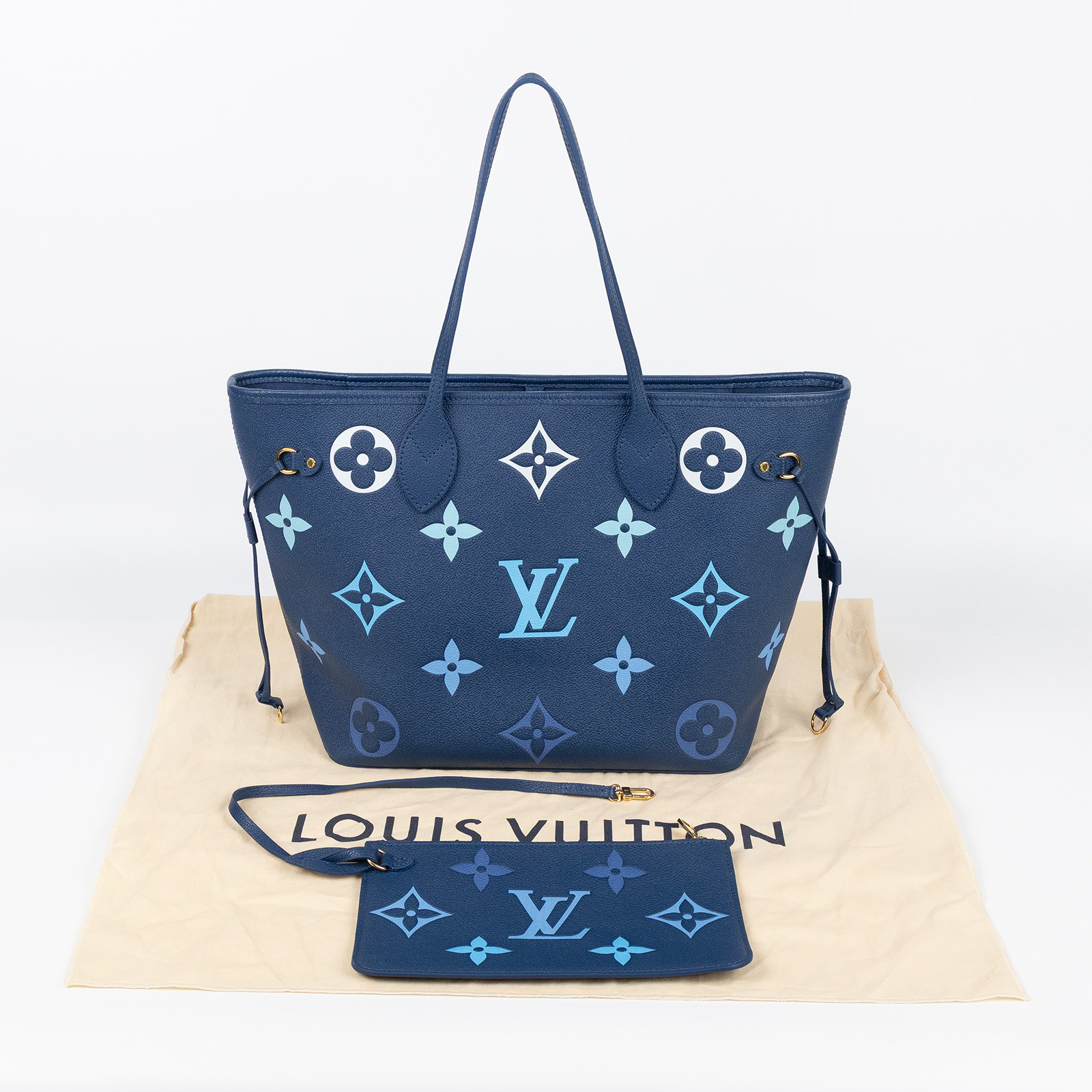 路易威登 LOUIS VUITTON Neverfull MM 托特包 漸層藍 M46514 晶片款 藍漸層NEVERFULL MM 防塵袋/內袋