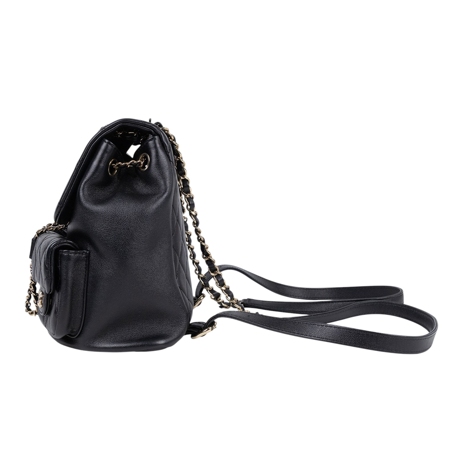 香奈兒 CHANEL Duma Mini 菱格紋 迷你 後背包 AS3787 晶片款 黑金牛DUMA 雙口袋後背包 無附屬品