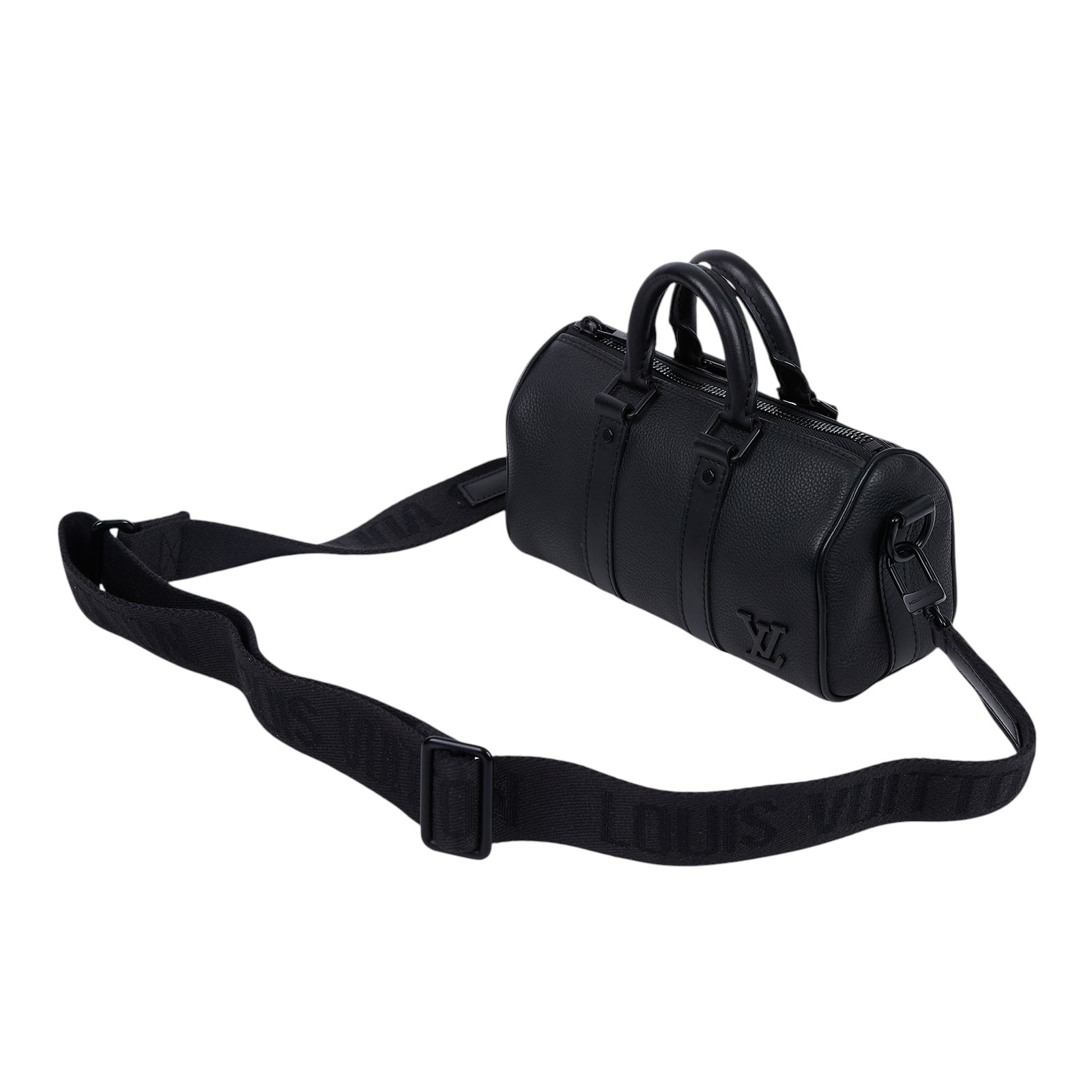 路易威登 LOUIS VUITTON Keepall XS號 手提 斜背 肩背包 黑色 M80950 晶片款 黑原花壓紋KEEPALL XS 背帶